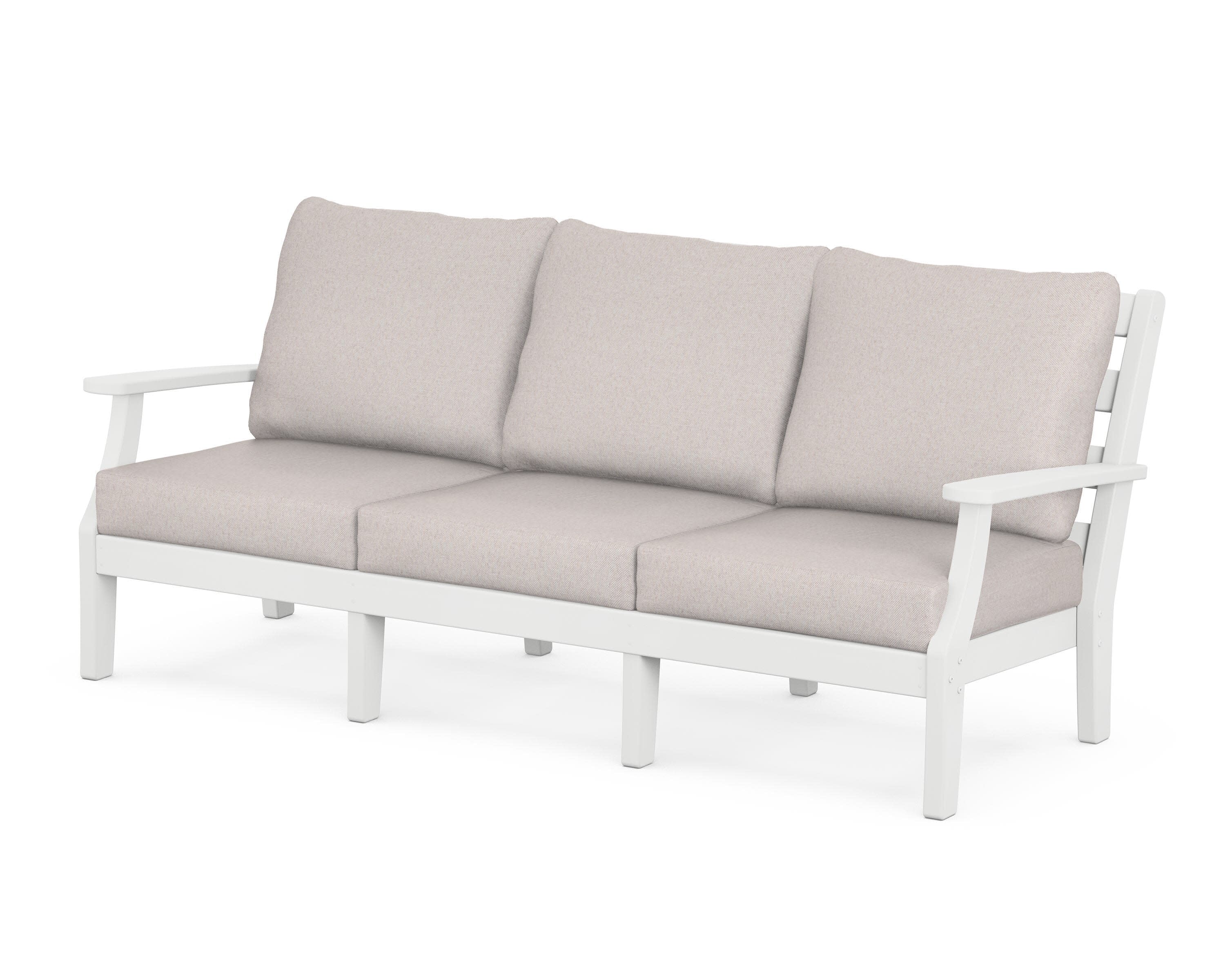 Chesapeake Deep Seating Sofa in White / Dune Burlap
