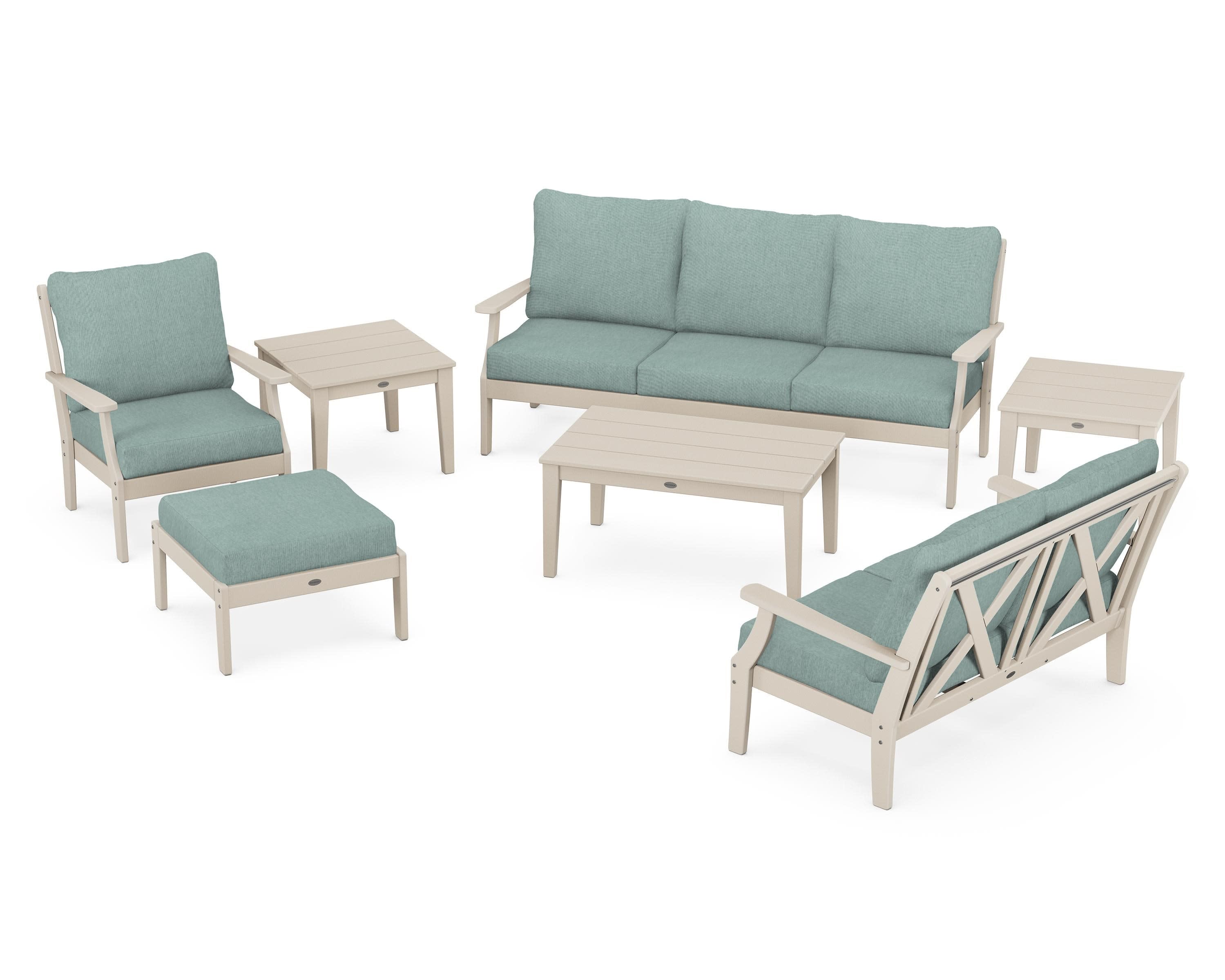 Braxton 7-Piece Deep Seating Set in Sand / Glacier Spa