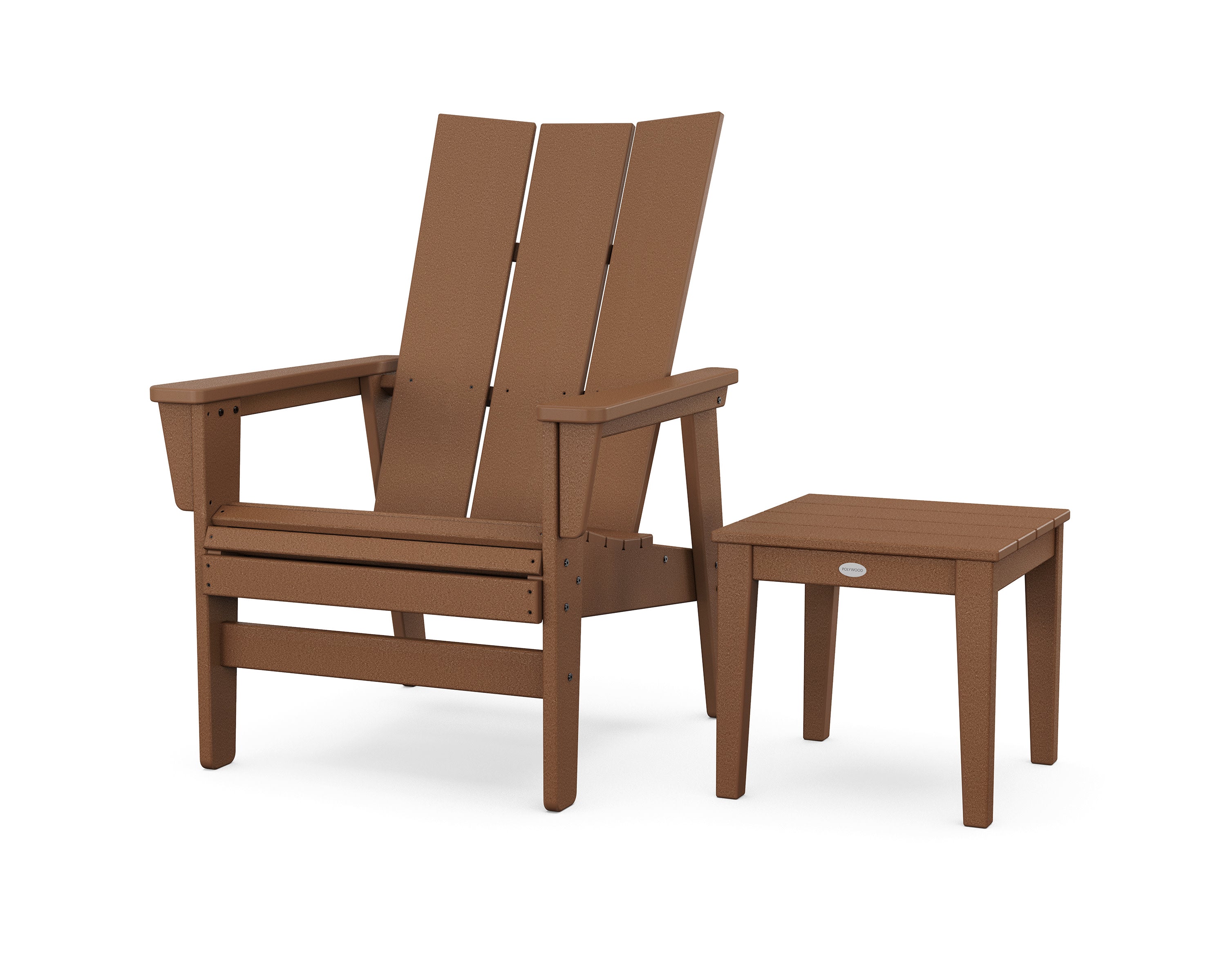 Modern Grand Upright Adirondack Chair with Side Table in Teak