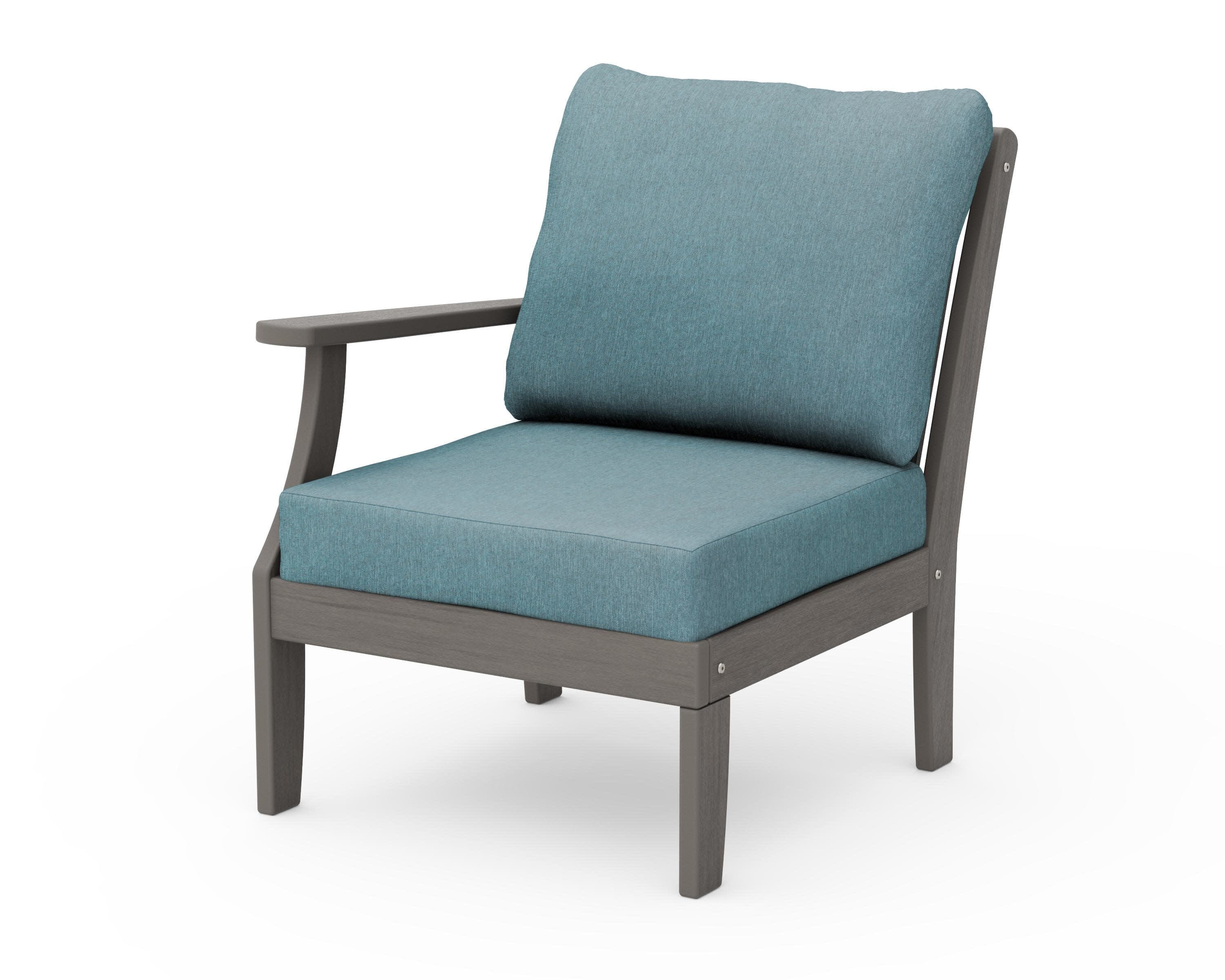 Braxton Modular Left Arm Chair in Driftwood / Ocean Teal