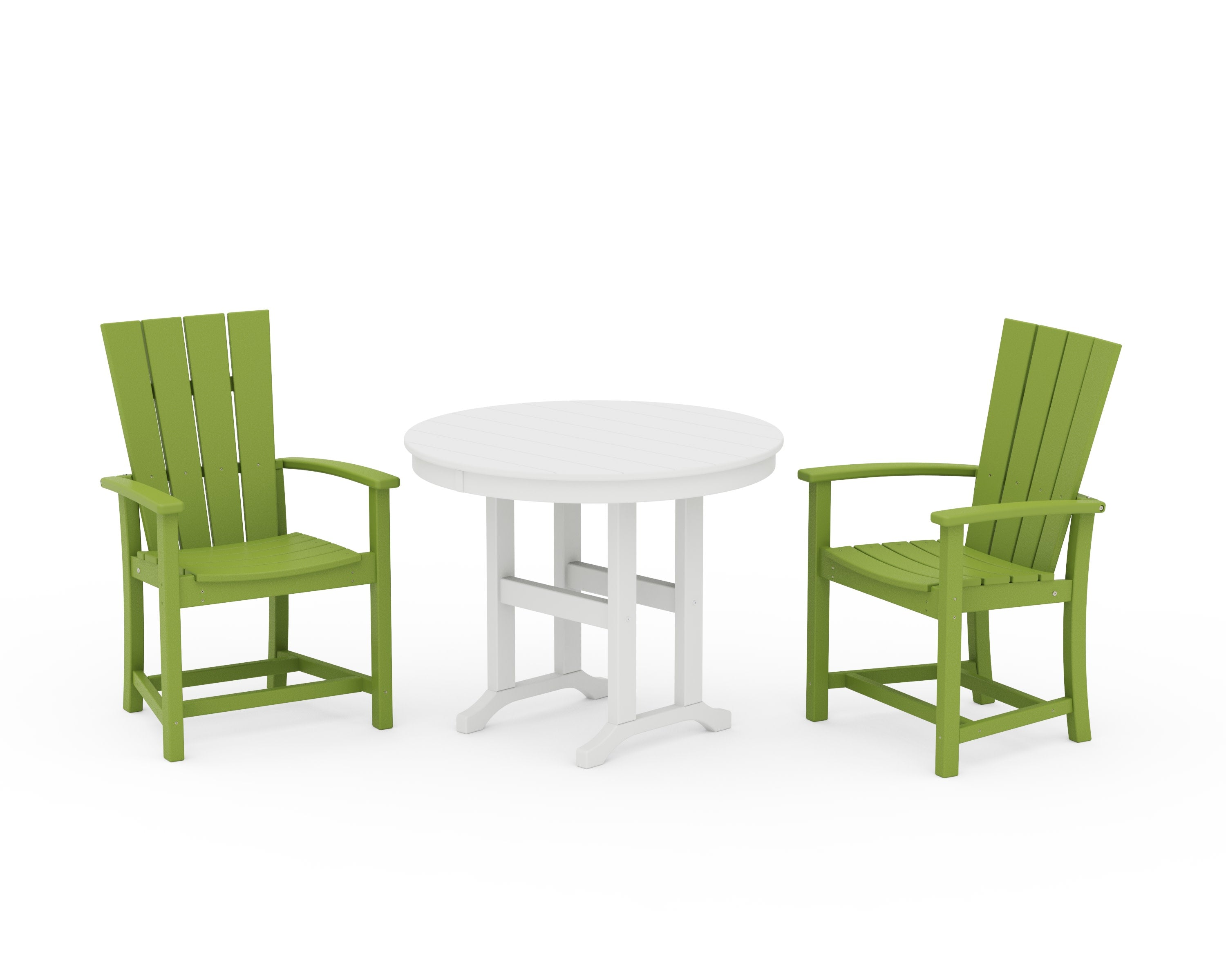 Quattro 3-Piece Round Farmhouse Dining Set in Lime / White