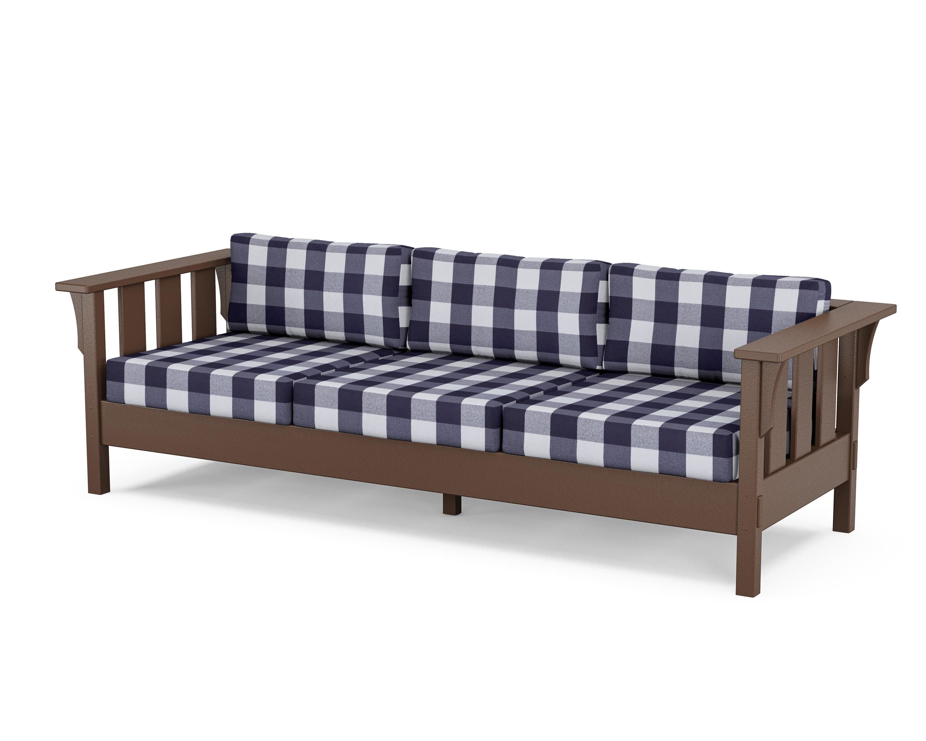 Acadia Deep Seating Sofa in Mahogany / Buffalo Plaid Navy