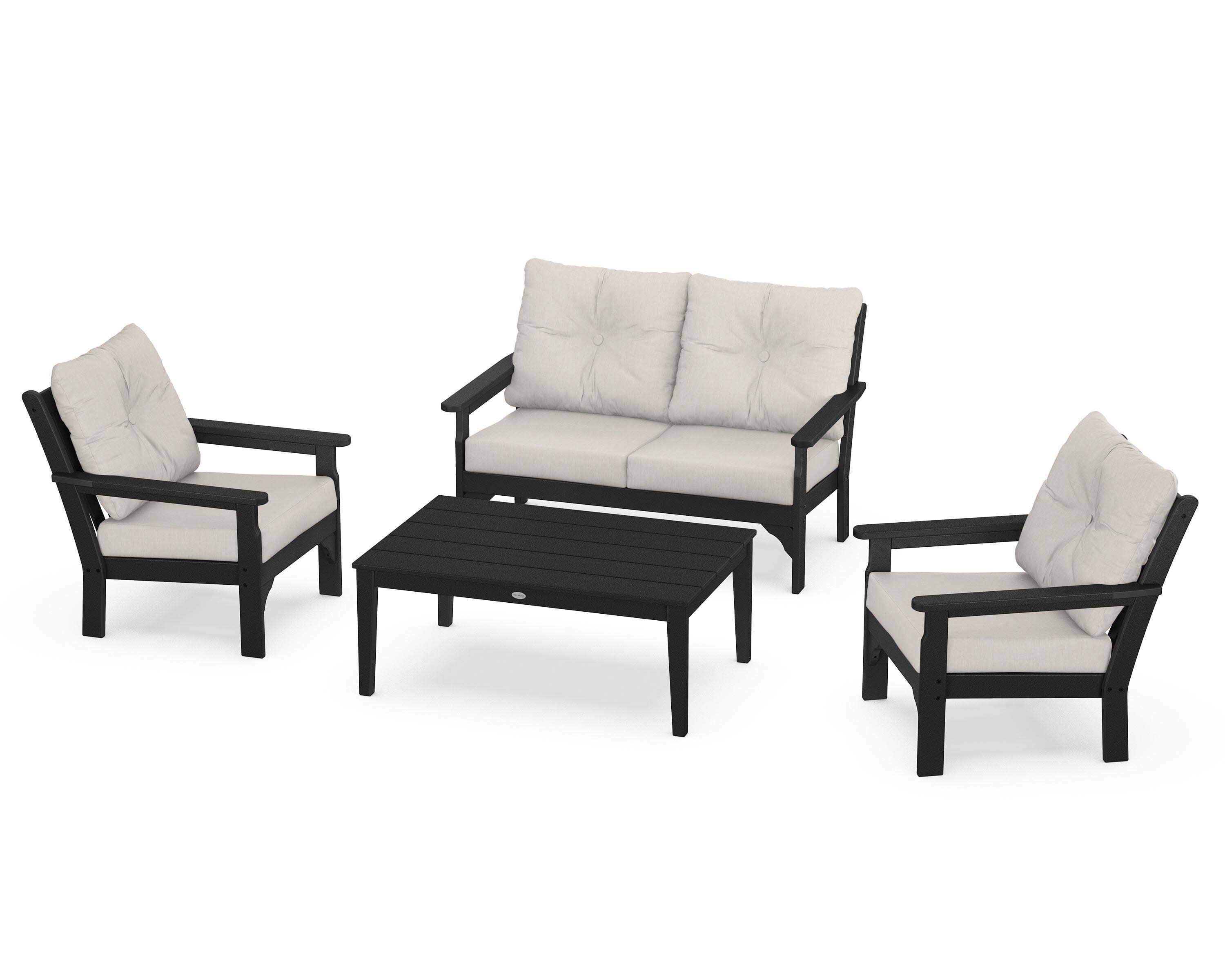 Vineyard 4-Piece Deep Seating Set in Black / Cast Ash