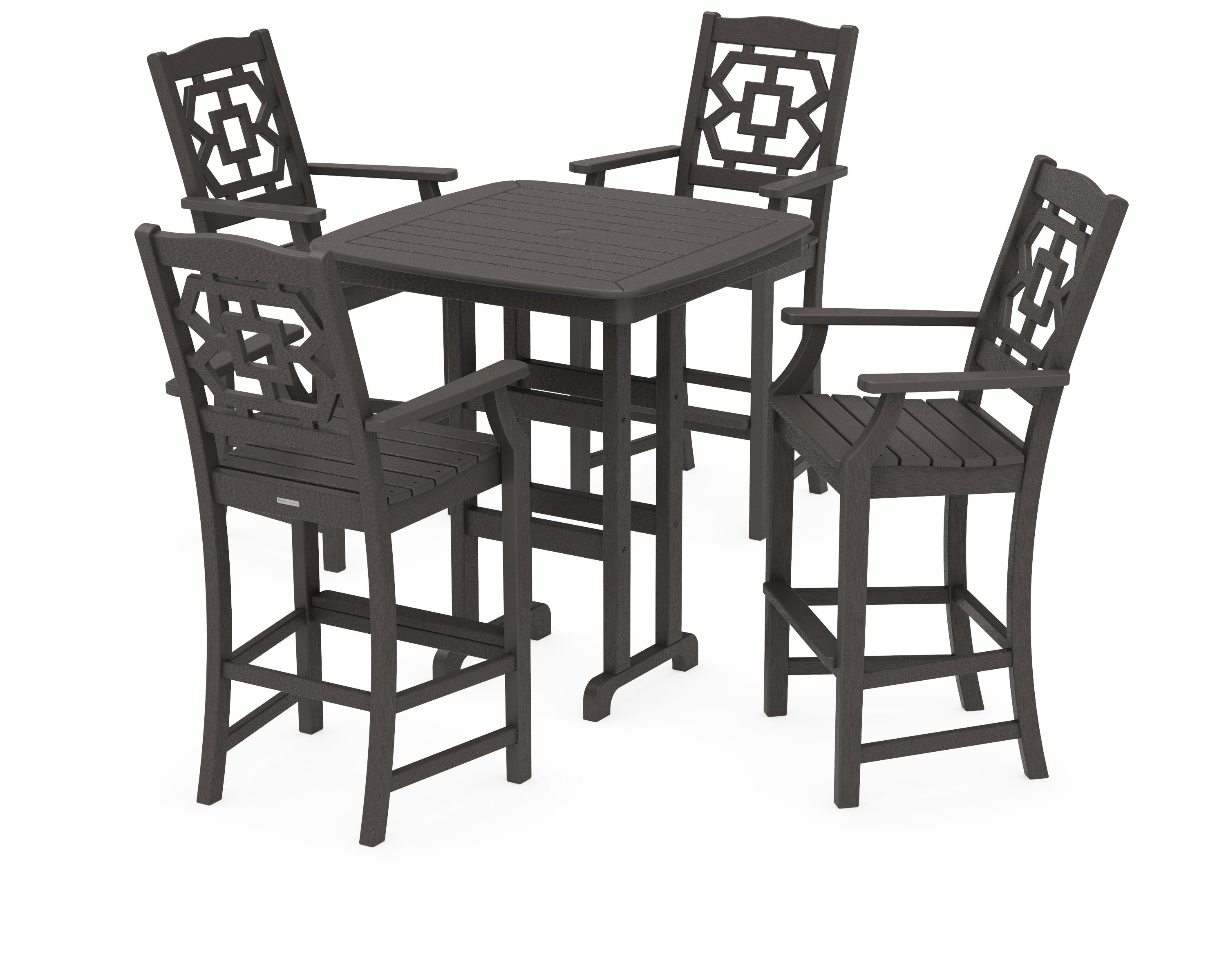 Chinoiserie 5-Piece Bar Set in Vintage Coffee