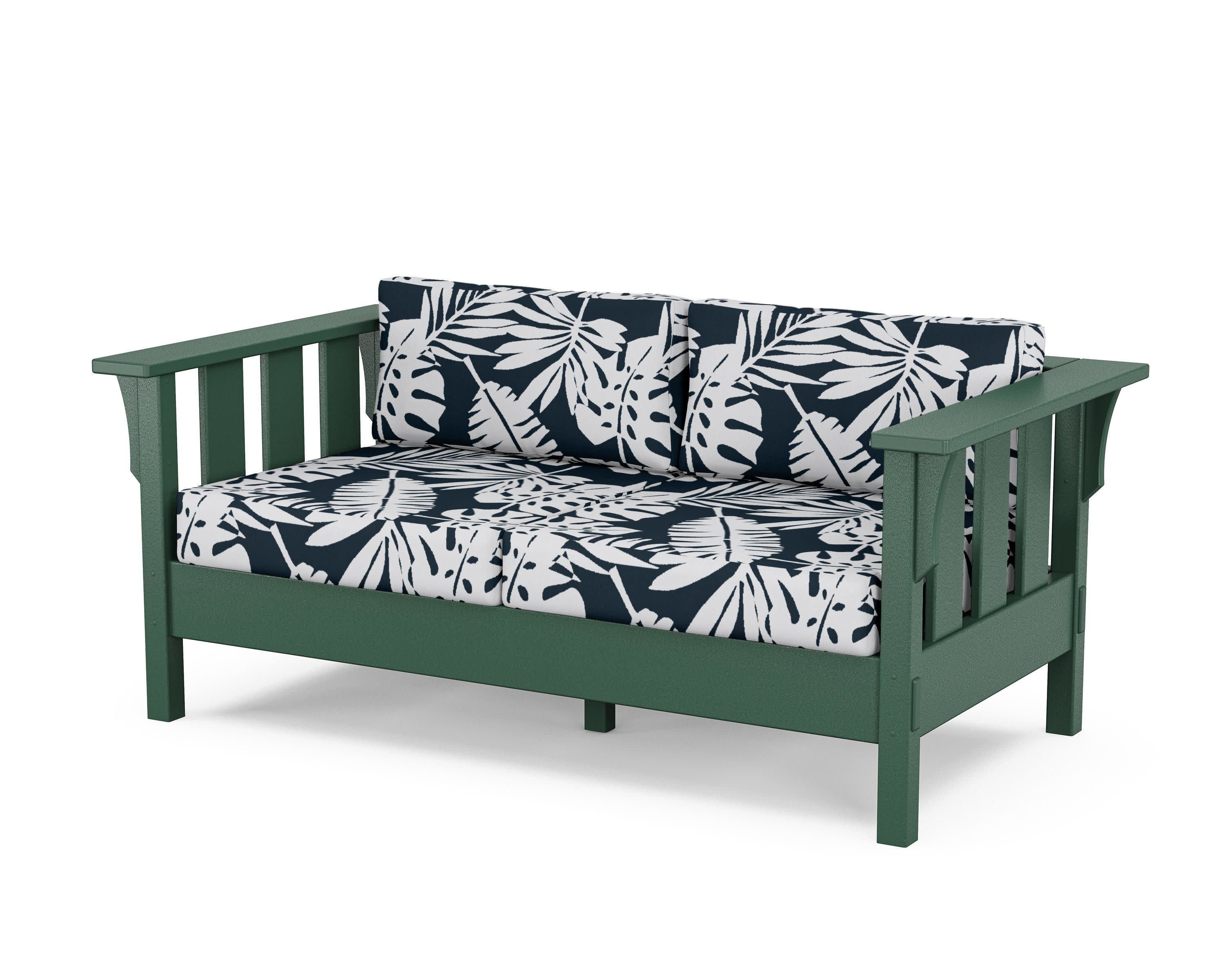 Acadia Deep Seating Loveseat in Green / Leaf Marine Indigo