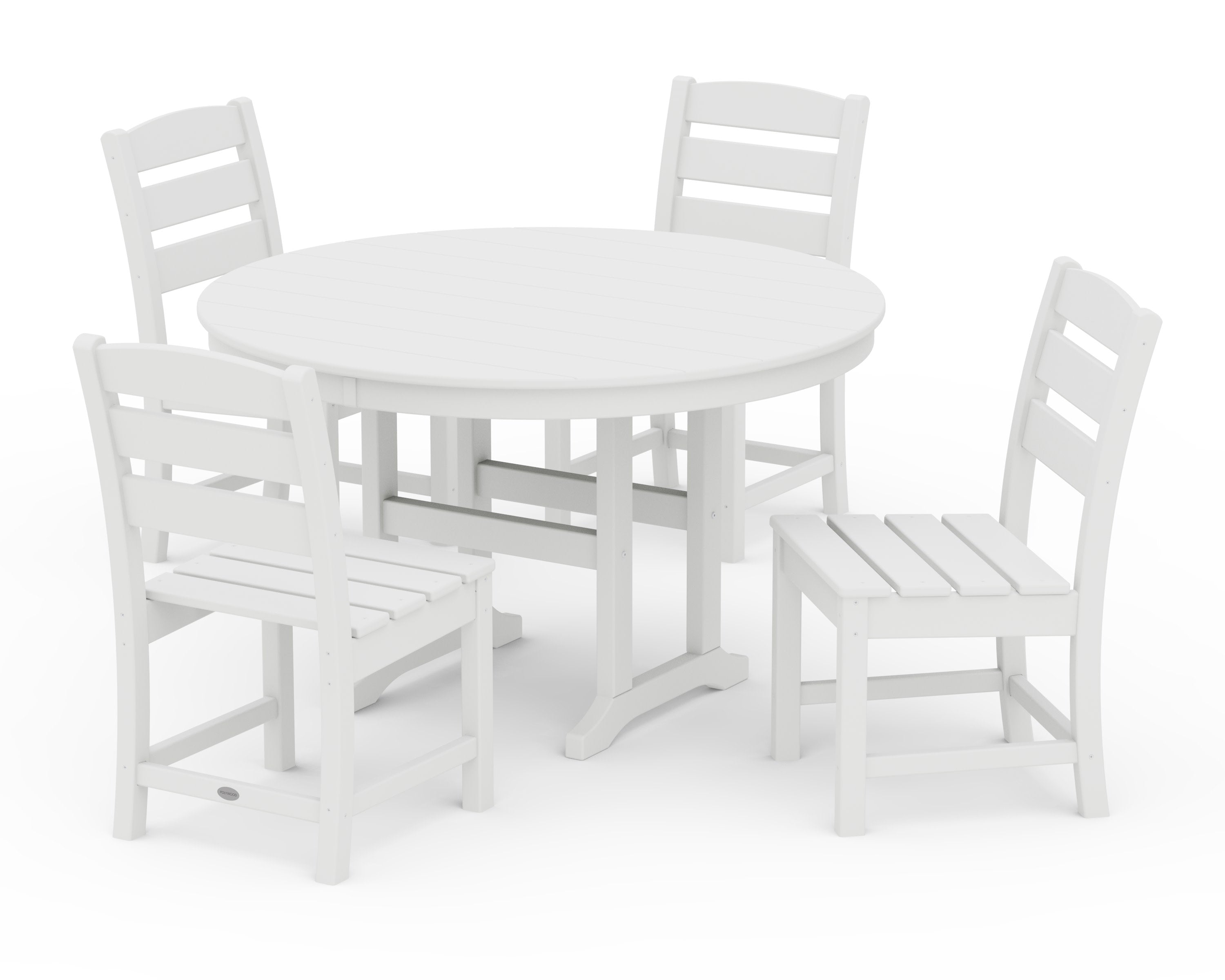 Lakeside 5-Piece Round Farmhouse Side Chair Dining Set in White