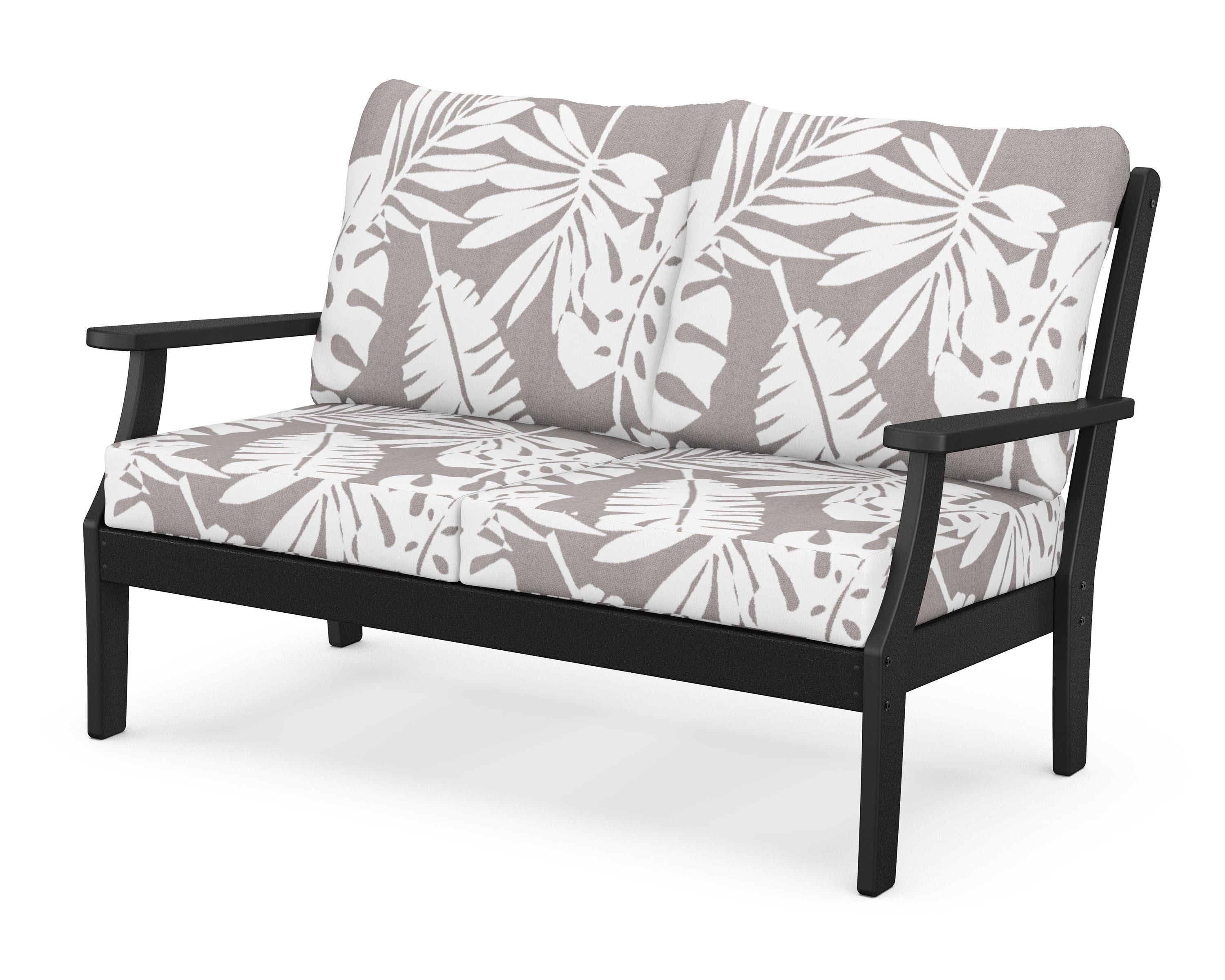 Braxton Deep Seating Loveseat in Black / Leaf Grey Mist