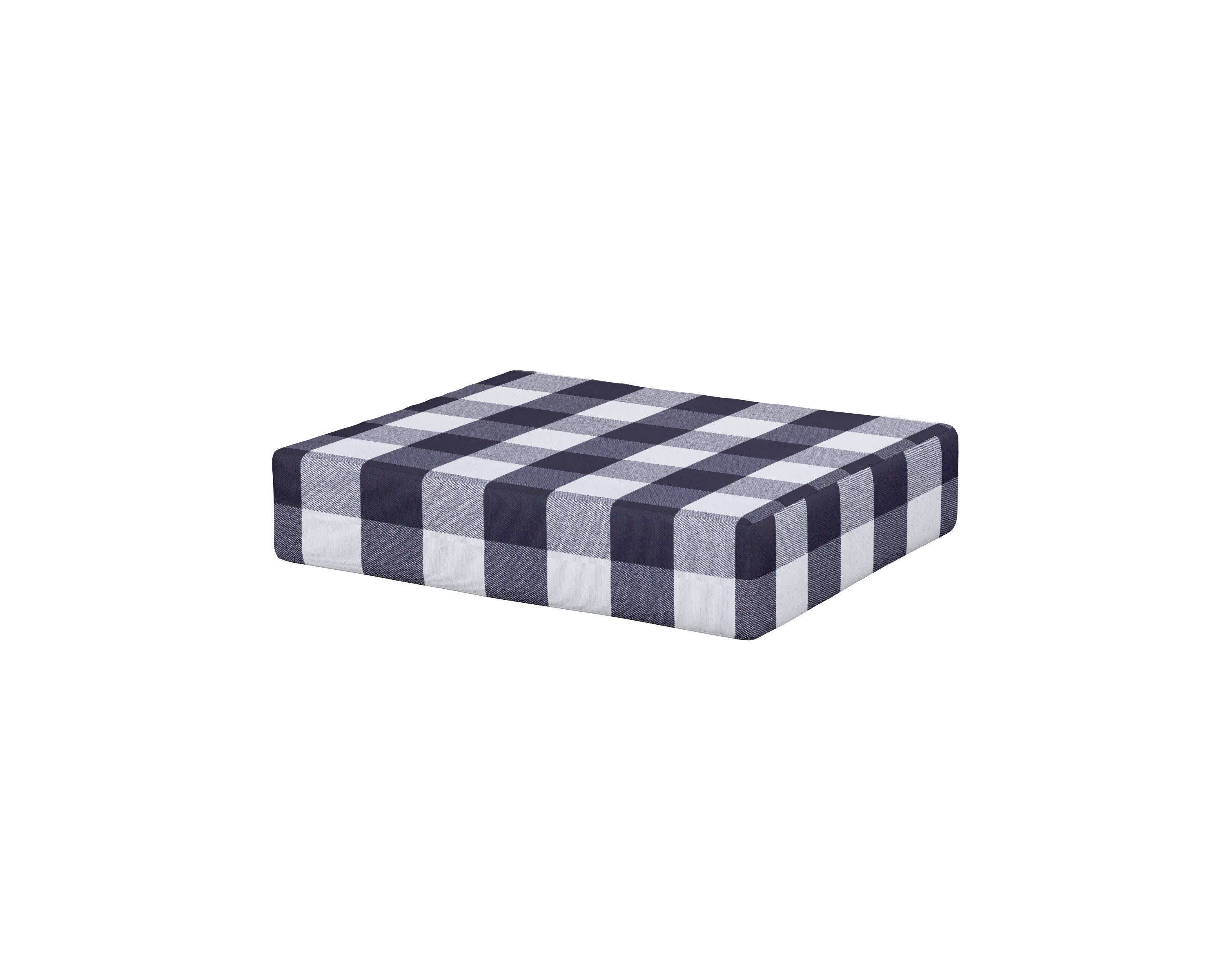 Acadia Ottoman Cushion in Buffalo Plaid Navy