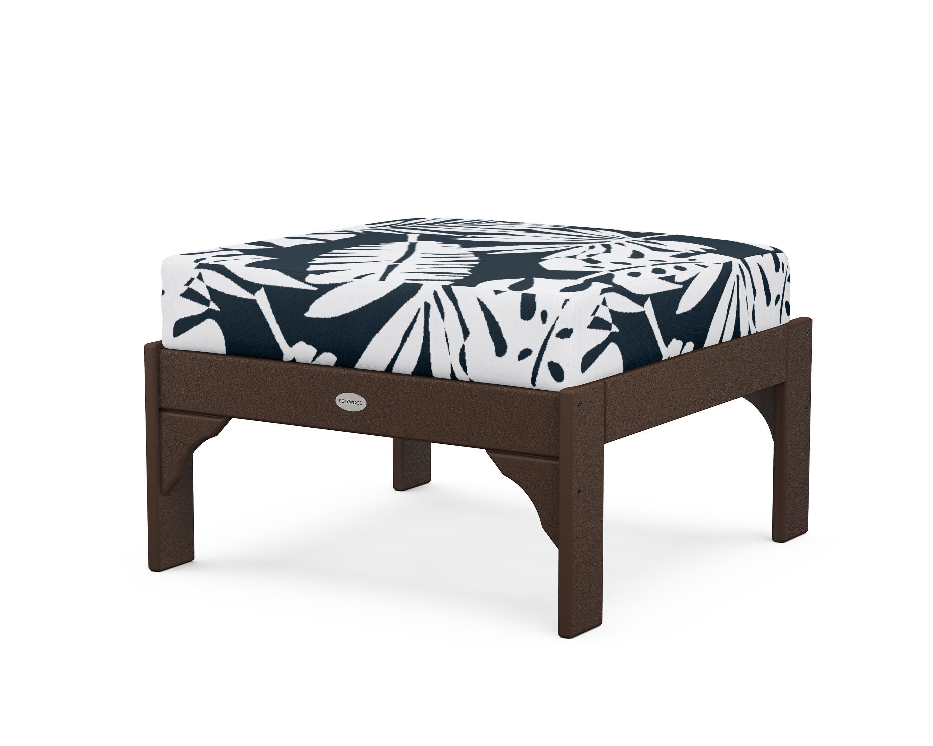 Vineyard Deep Seating Ottoman in Mahogany / Leaf Marine Indigo