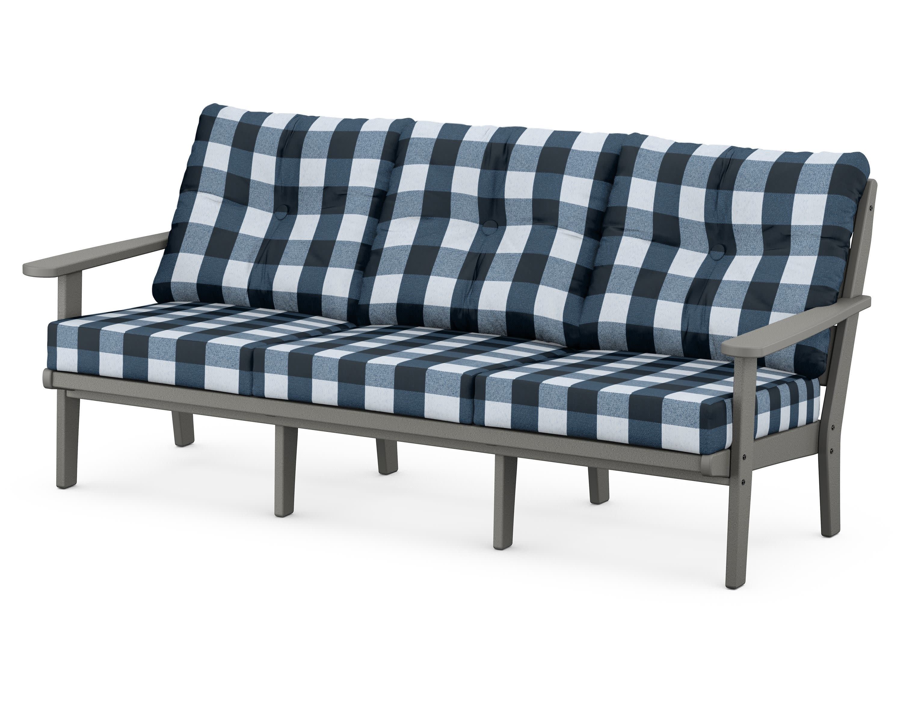 Lakeside Deep Seating Sofa in Slate Grey / Buffalo Plaid Marine Indigo