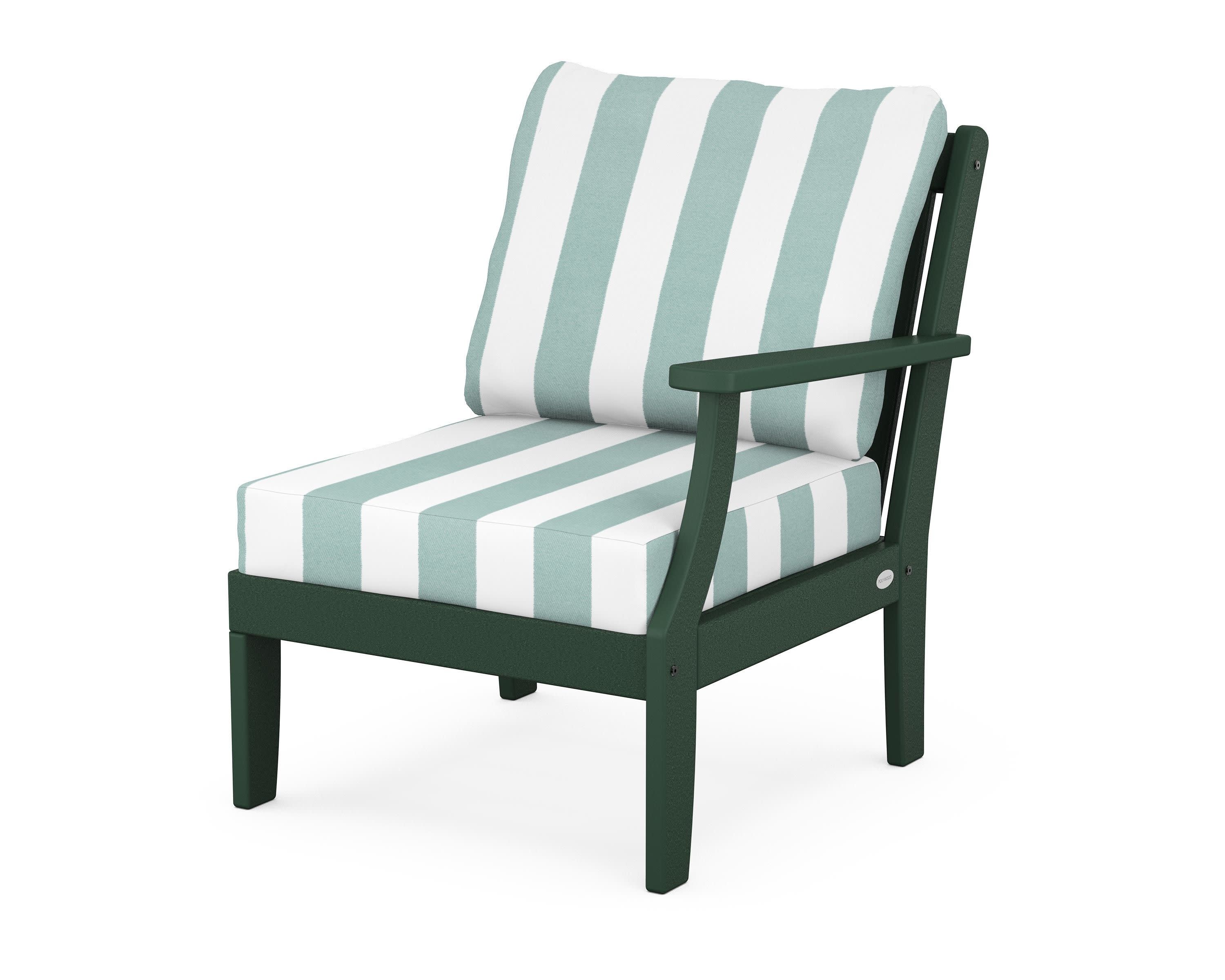 Braxton Modular Right Arm Chair in Green / Cabana Stripe Glacier Spa