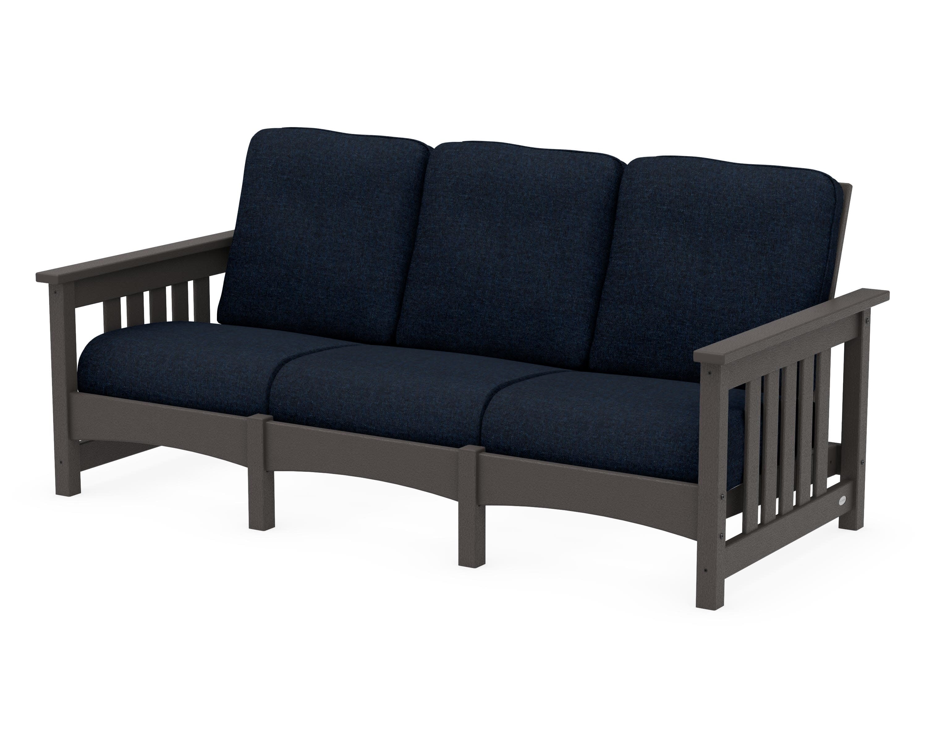 Club Mission Sofa in Vintage Coffee / Marine Indigo