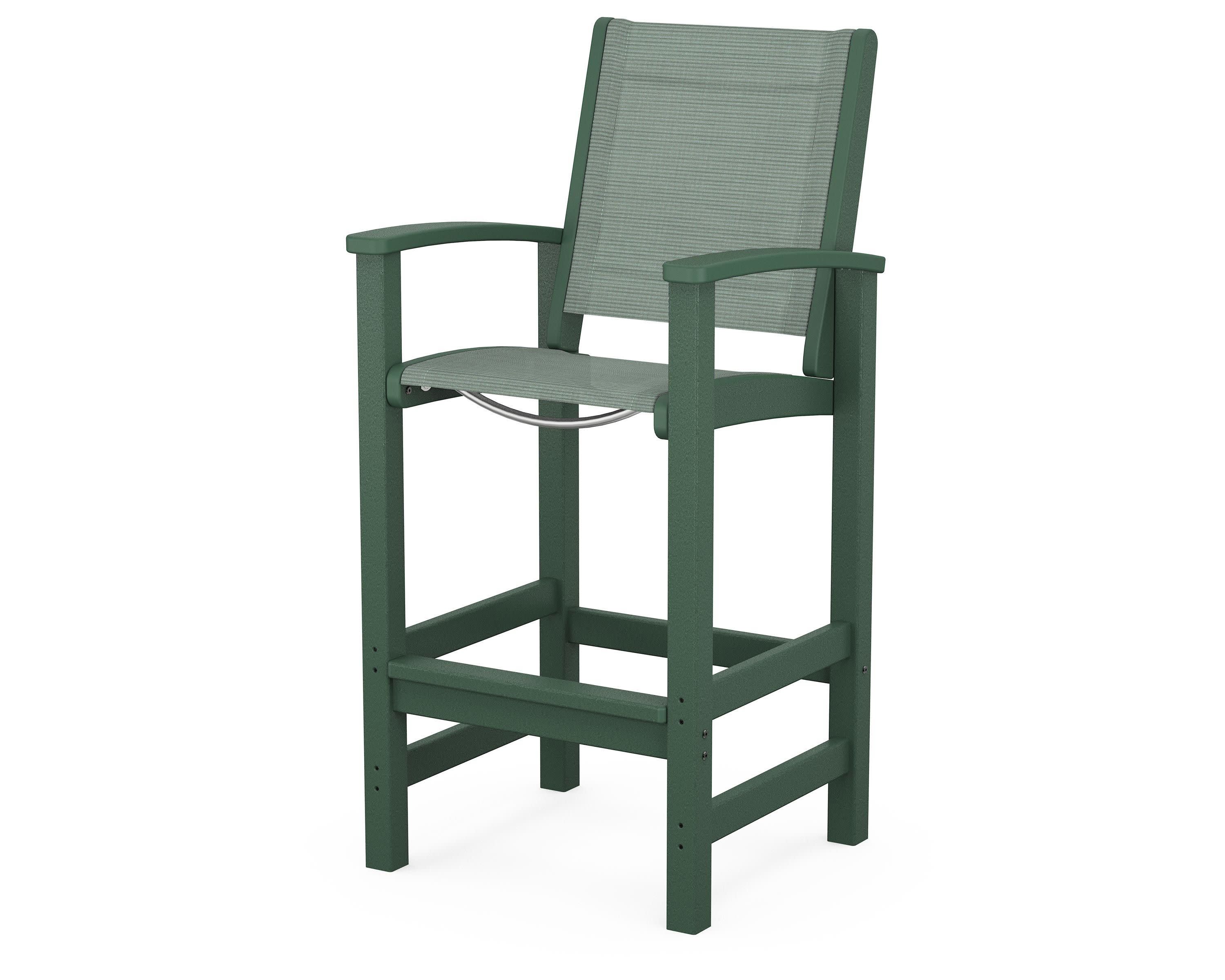 Coastal Bar Chair in Green / Dupioni Sea Mist Sling