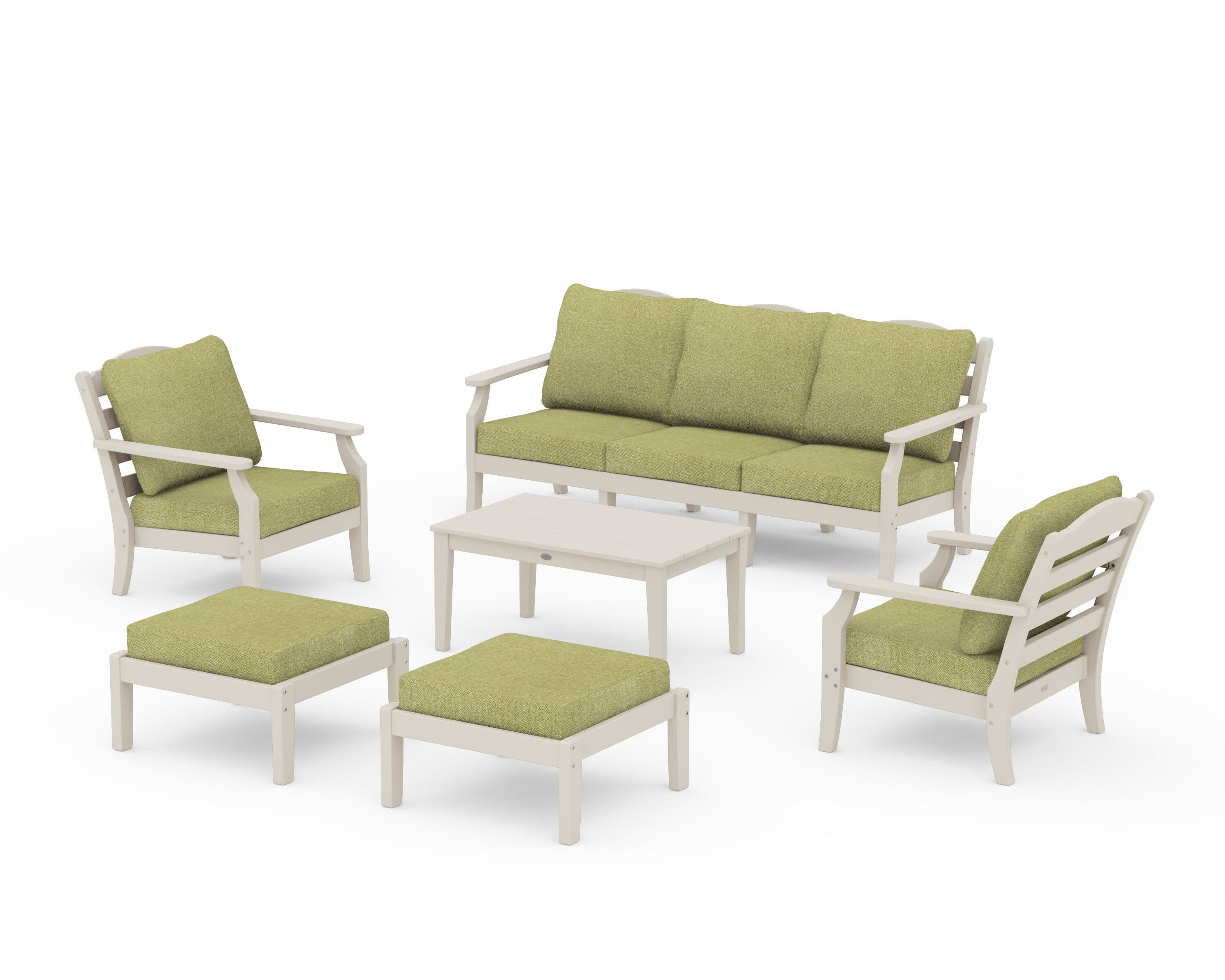 Savannah 6-Piece Lounge Sofa Set in Sand / Chartreuse Boucle