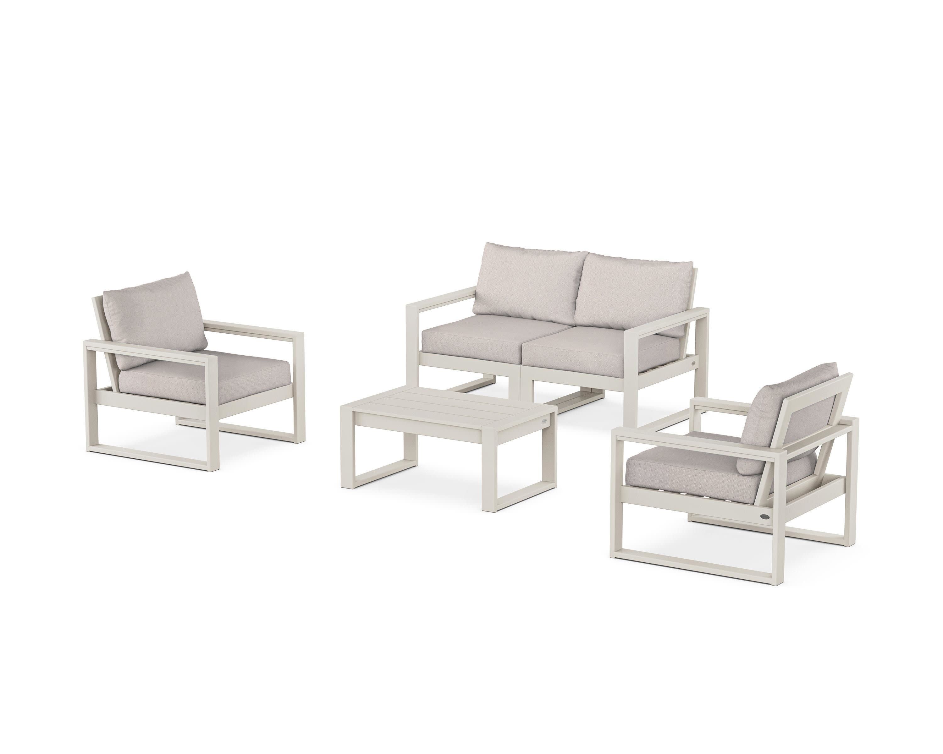 EDGE Sectional 4-Piece Deep Seating Set with Loveseat in Sand / Dune Burlap