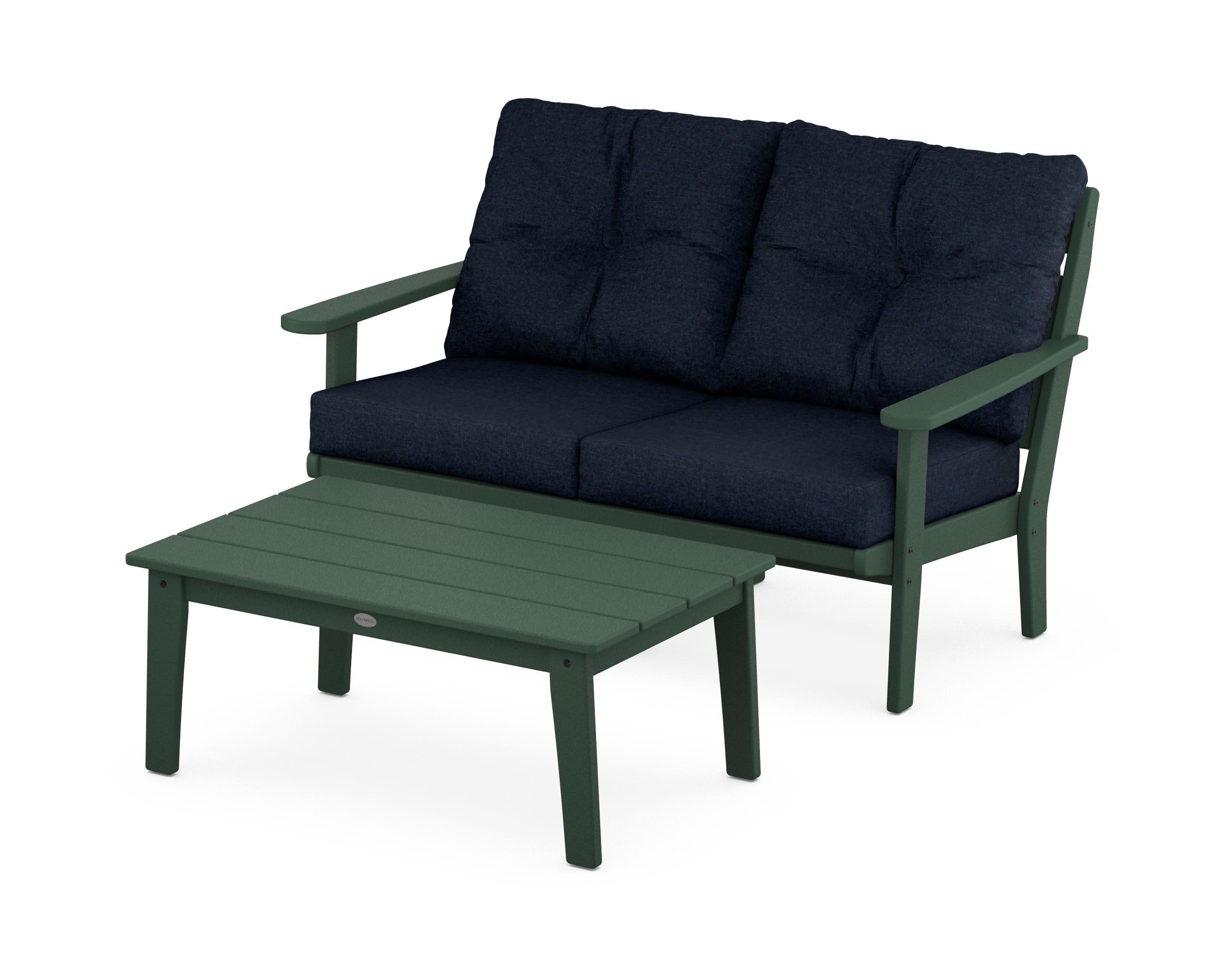 Lakeside 2-Piece Lounge Loveseat Set in Green / Marine Indigo