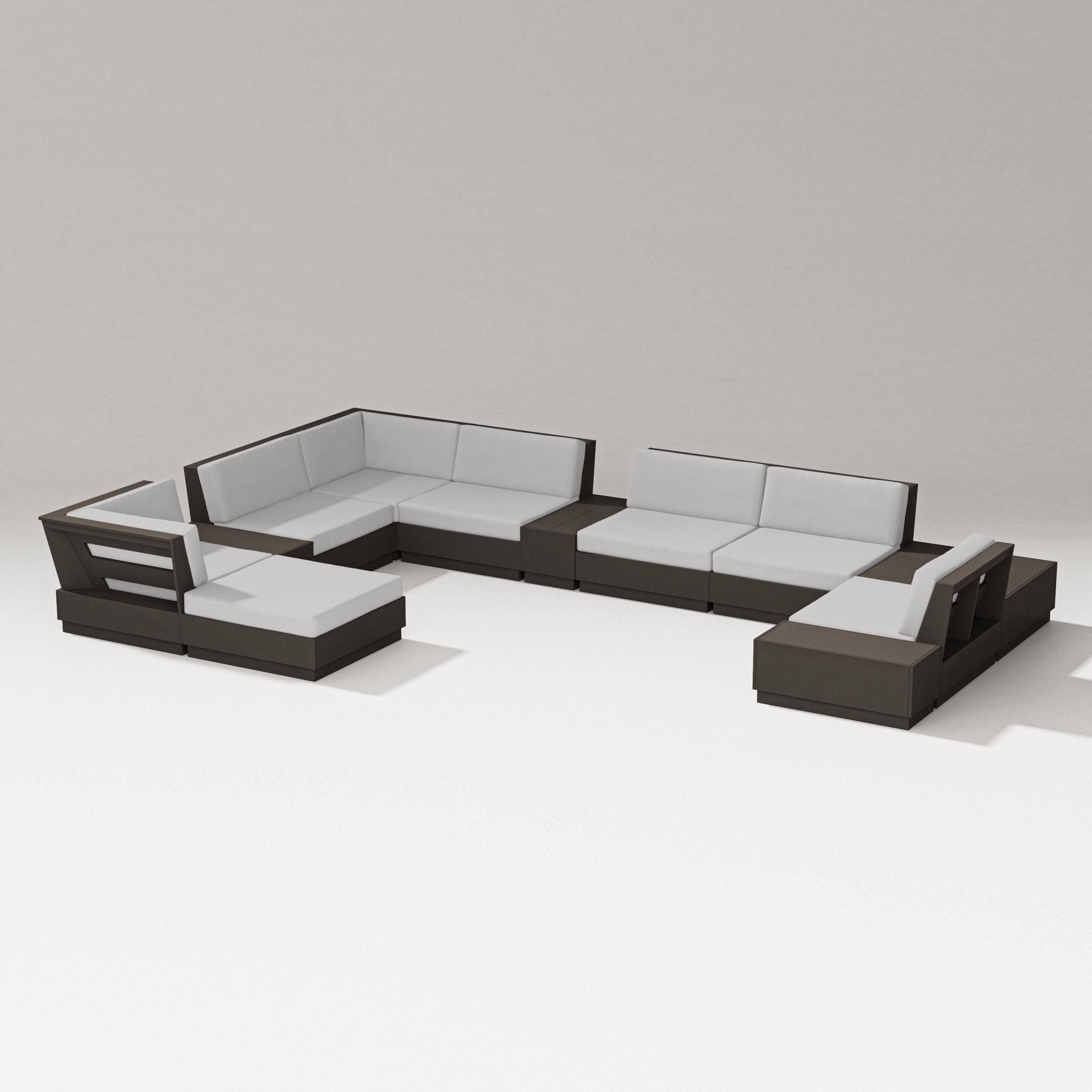 Elevate 12-Piece Conversation Sectional Set in Vintage Coffee / Diamond in the Rough