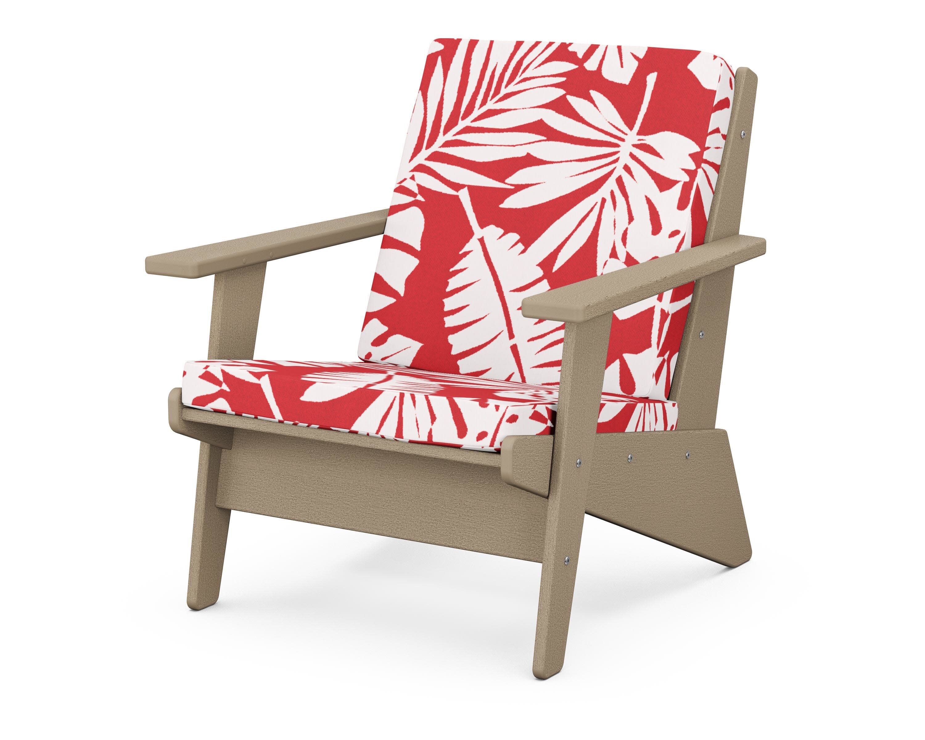 Riviera Modern Lounge Chair in Vintage Sahara / Leaf Crimson
