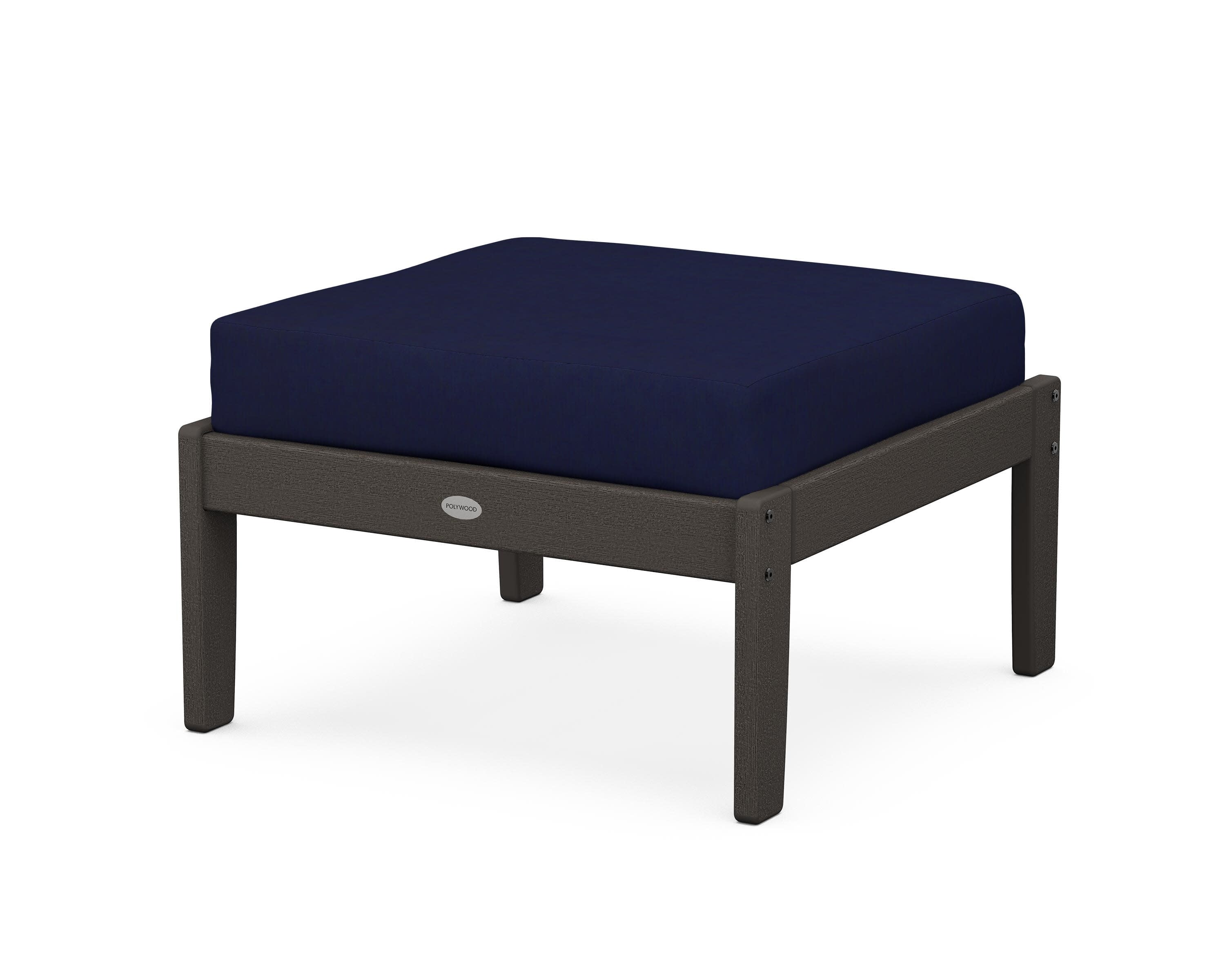 Braxton Deep Seating Ottoman in Vintage Coffee / Navy