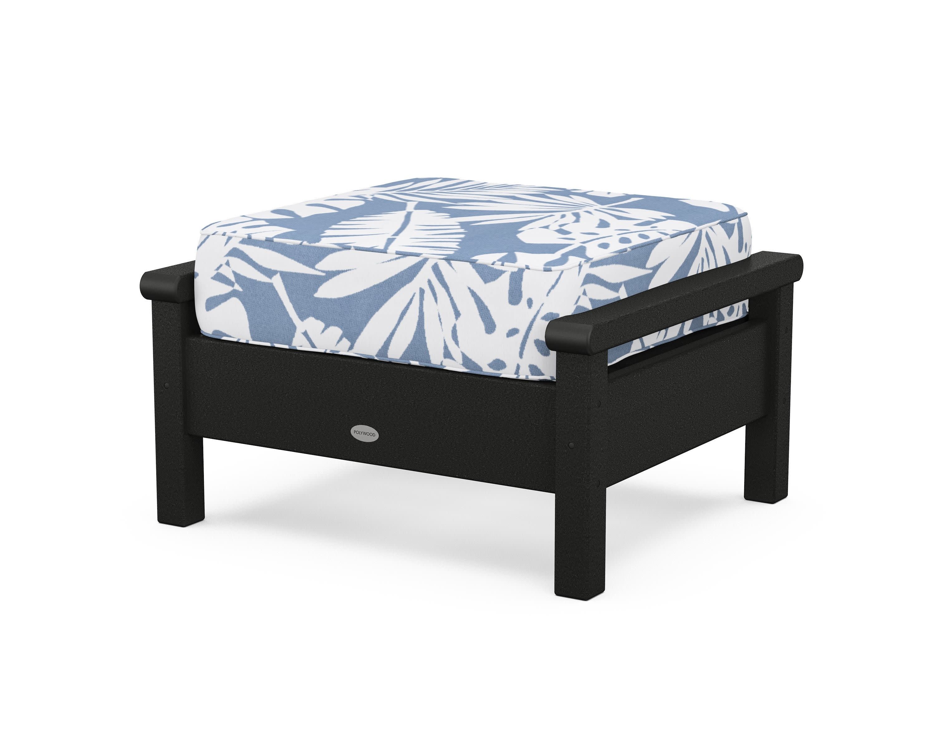 Harbour Deep Seating Ottoman in Black / Leaf Sky Blue