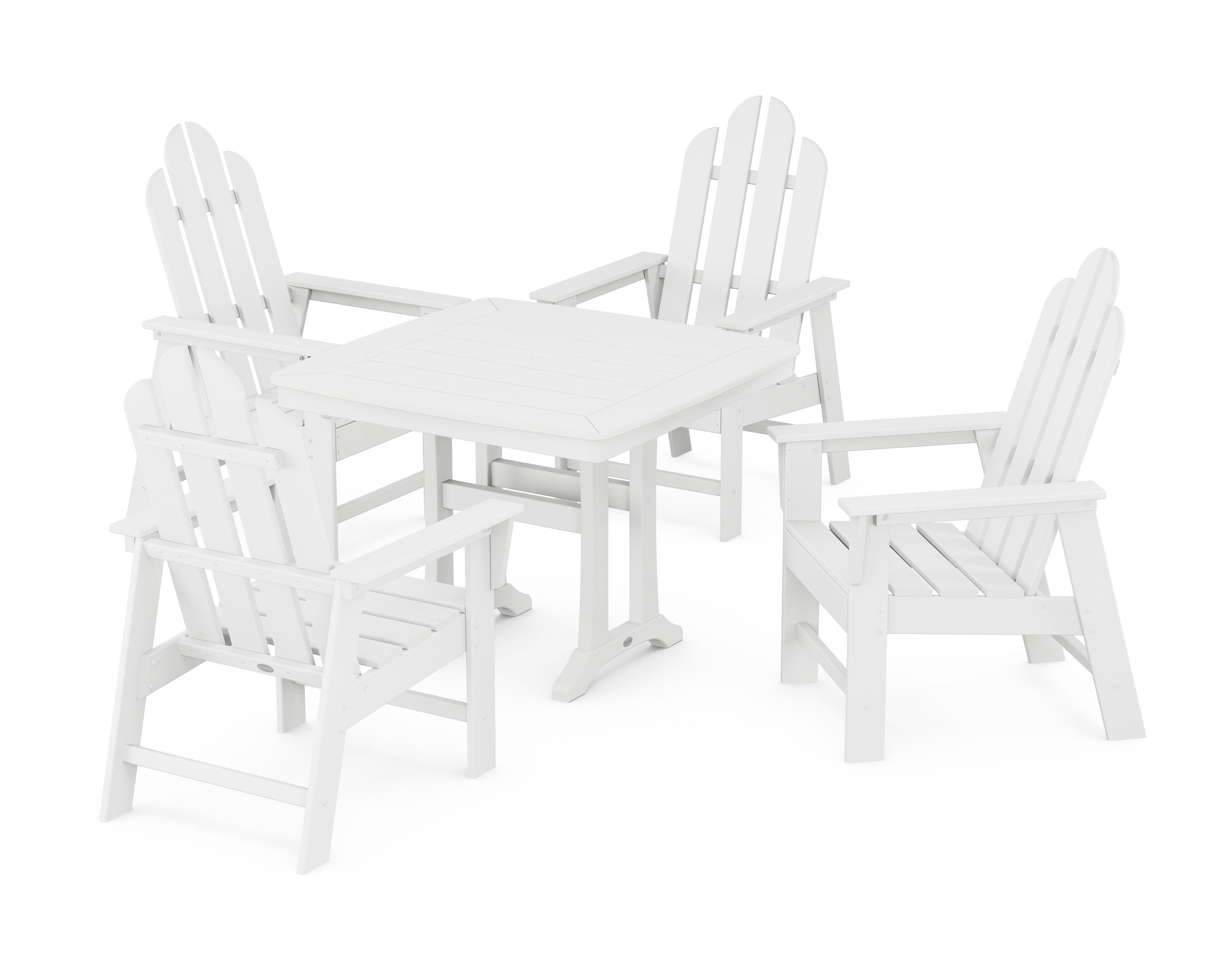 Long Island 5-Piece Dining Set with Trestle Legs in White