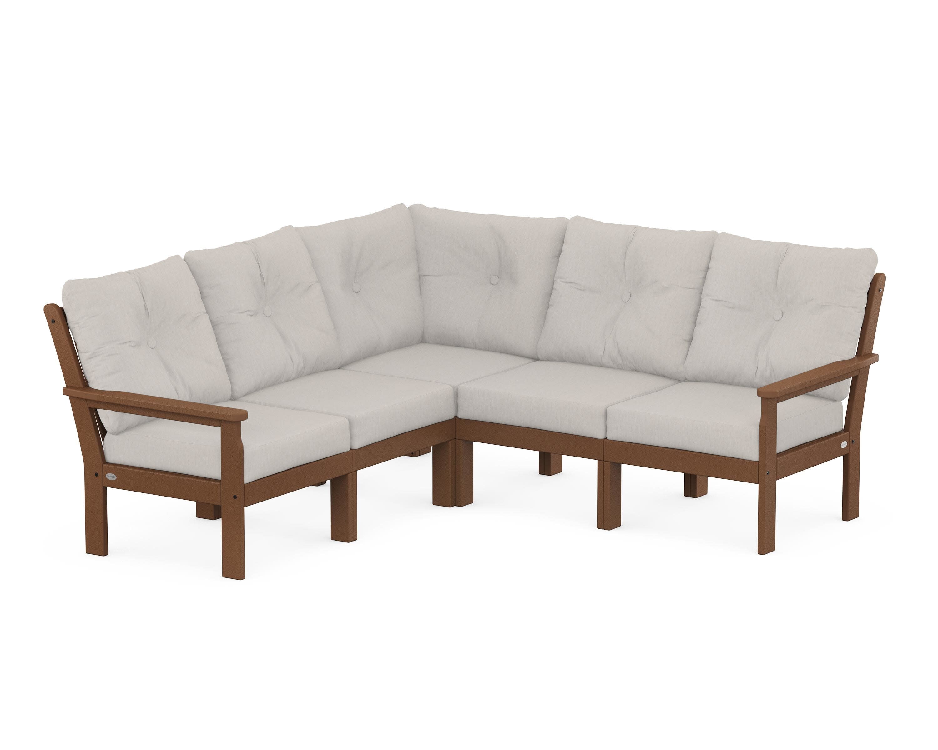 Vineyard 5-Piece Sectional in Teak / Cast Ash