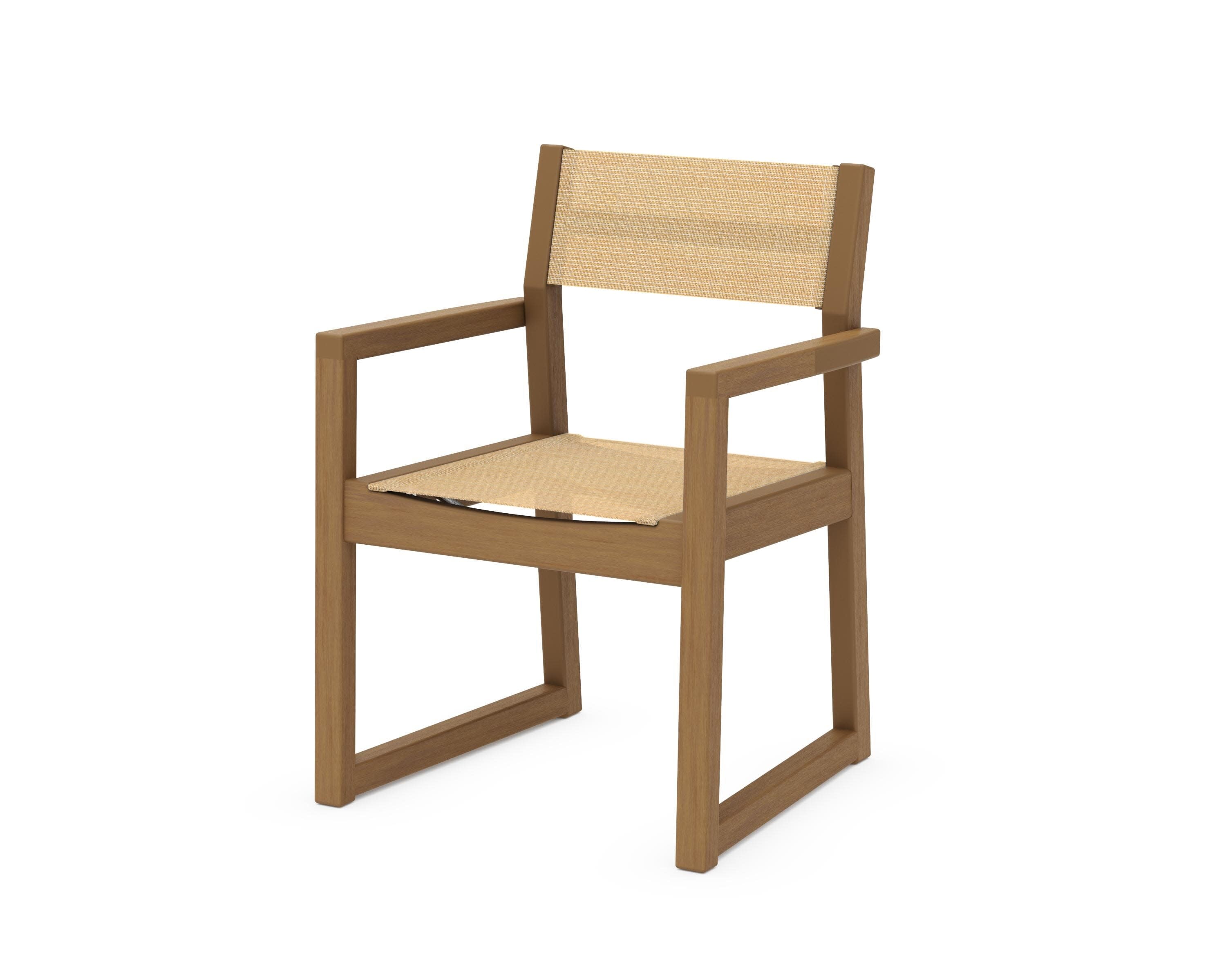 EDGE Sling Dining Arm Chair in Natural / Dupioni Apricot Sling
