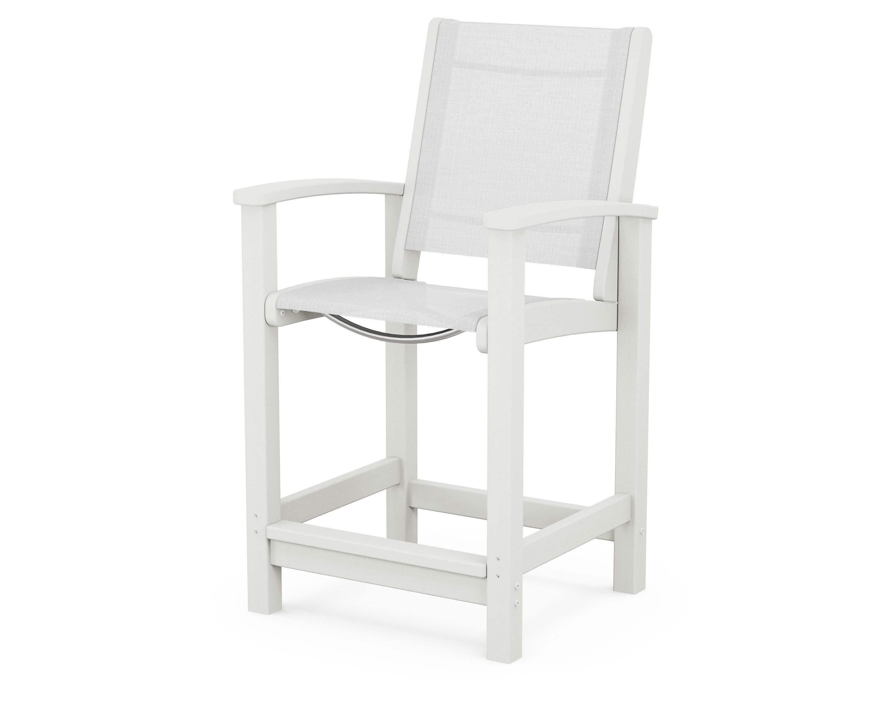 Coastal Counter Chair in Vintage White / White Sling
