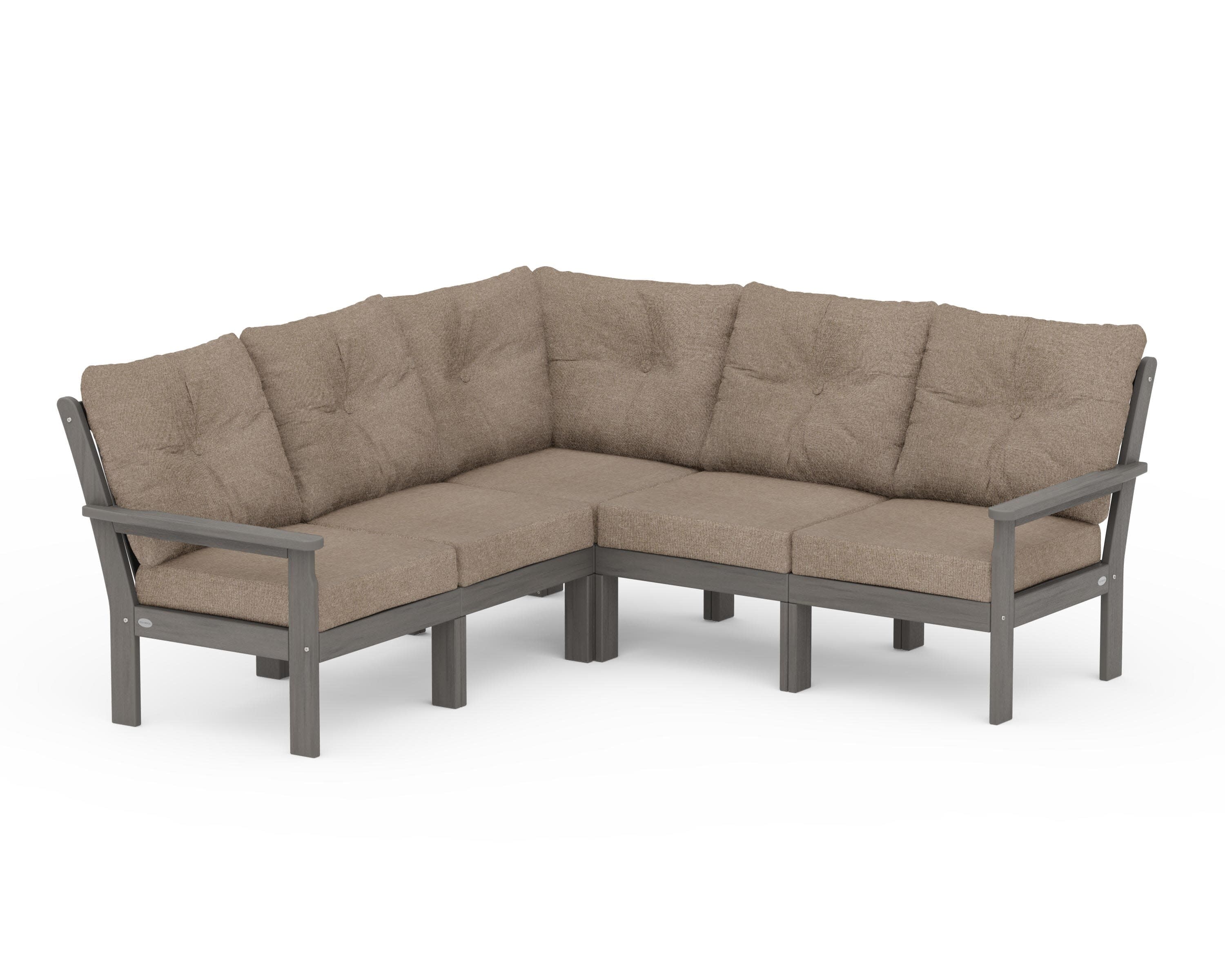 Vineyard 5-Piece Sectional in Driftwood / Spiced Burlap
