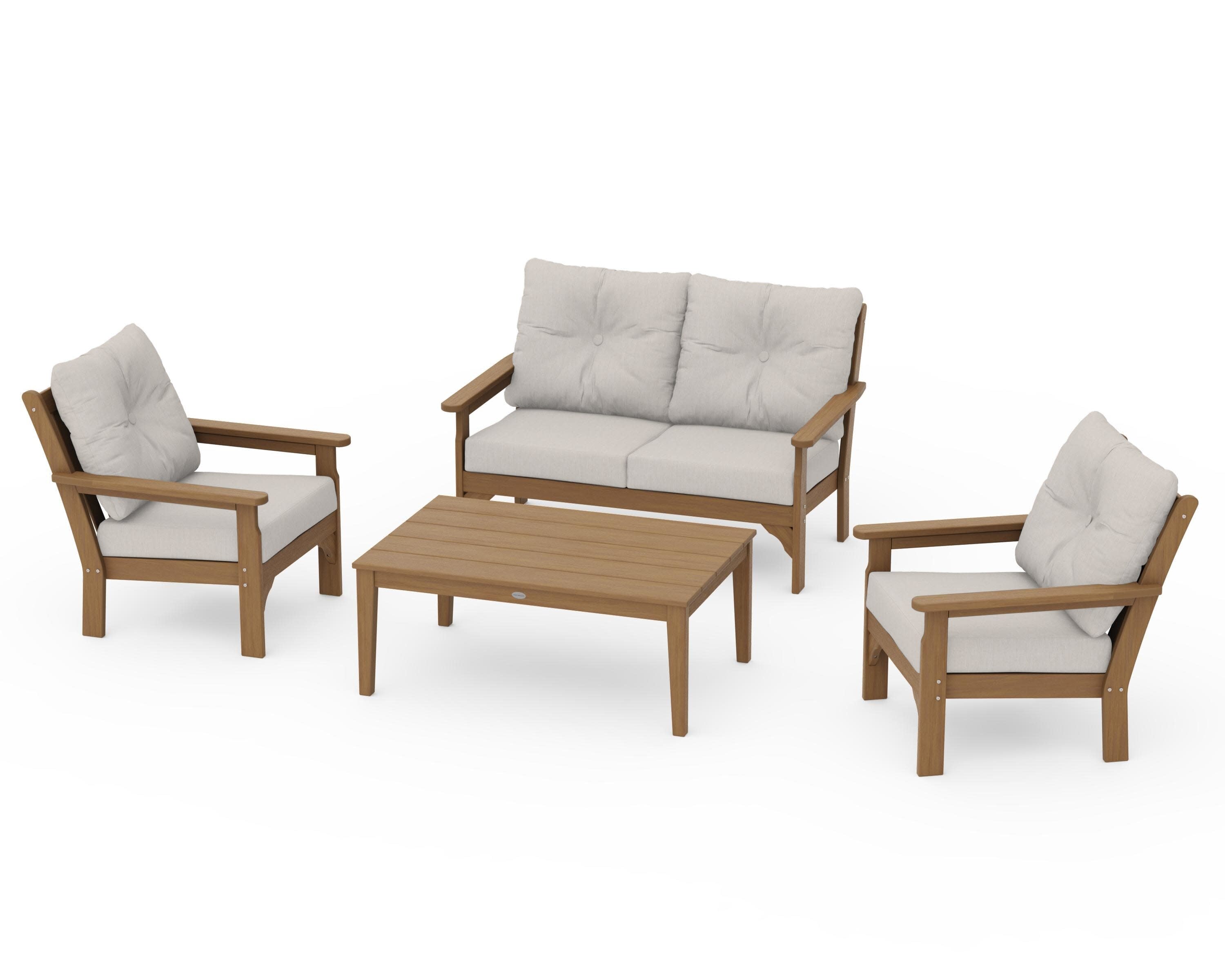 Vineyard 4-Piece Deep Seating Set in Natural / Cast Ash