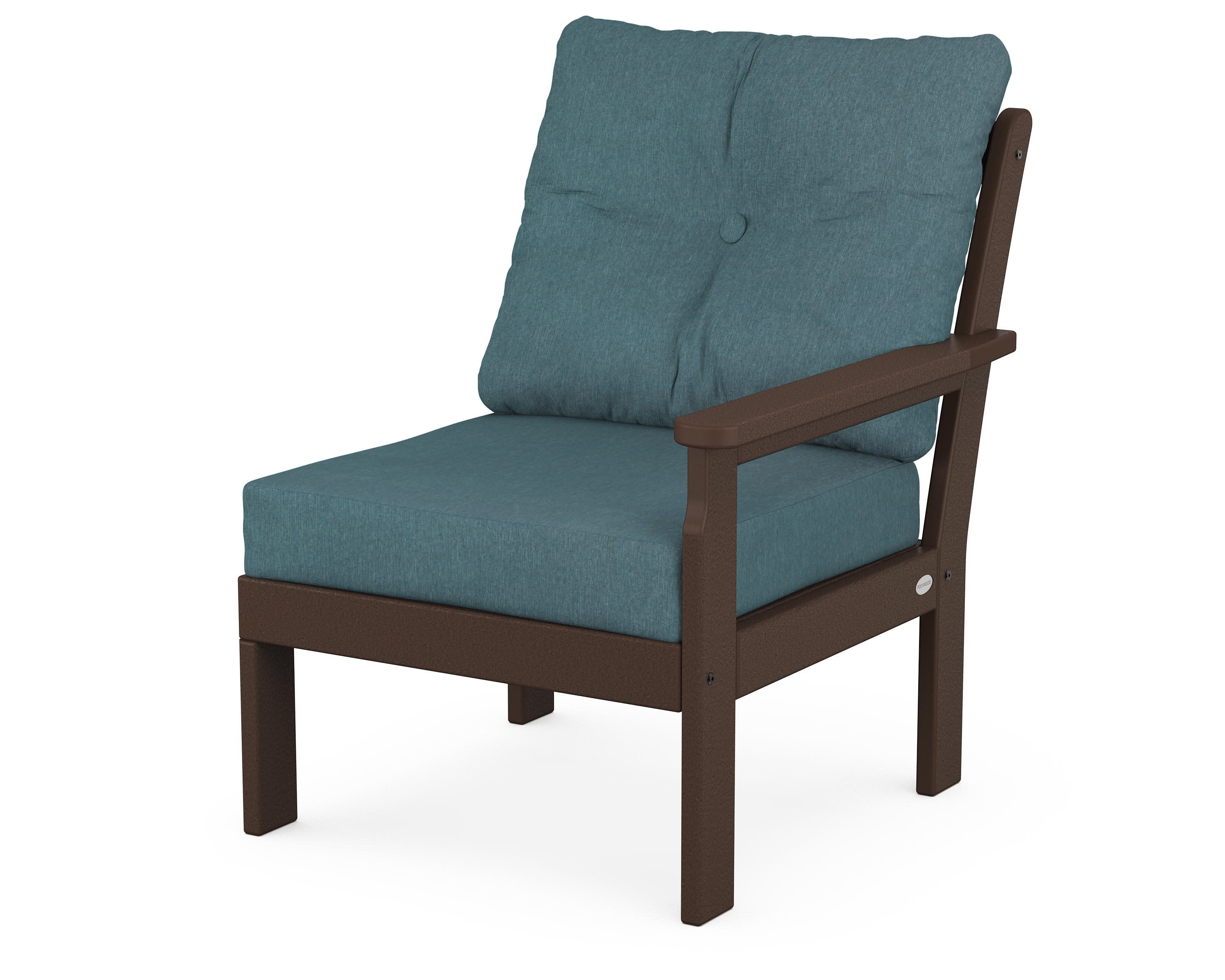 Vineyard Modular Right Arm Chair in Mahogany / Ocean Teal