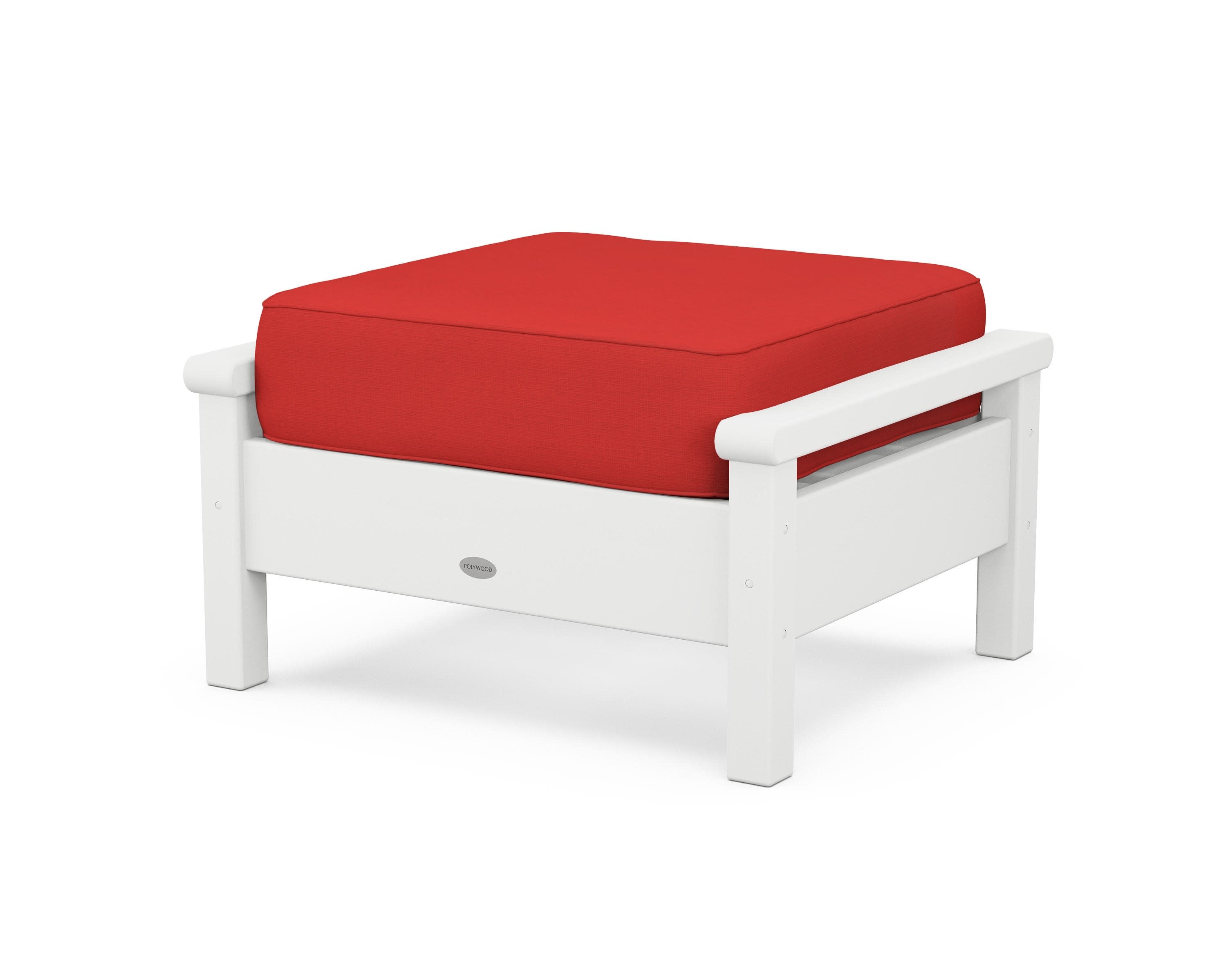 Harbour Deep Seating Ottoman in White / Crimson Linen