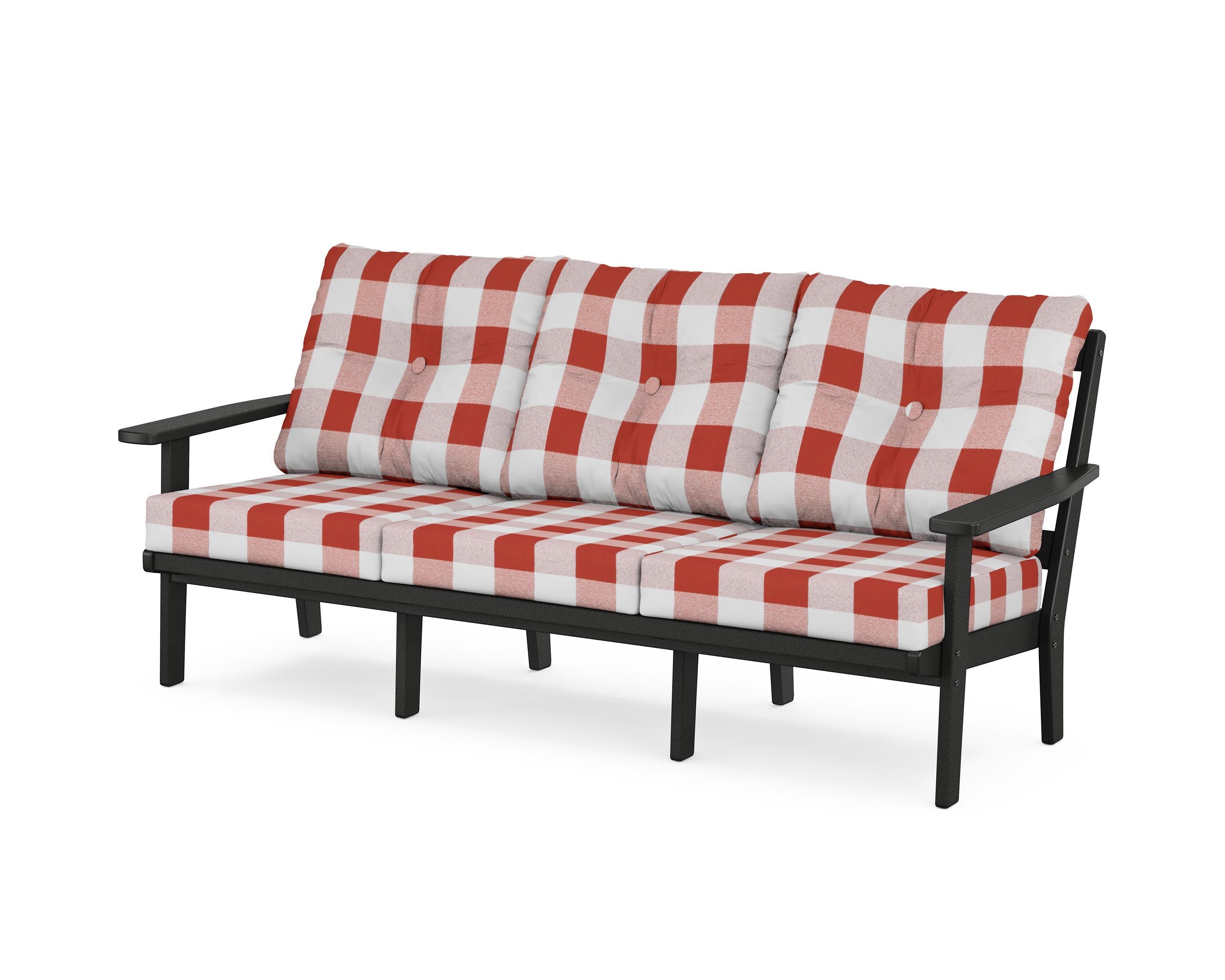 PrairieDeep Seating Sofa in Black / Buffalo Plaid Crimson