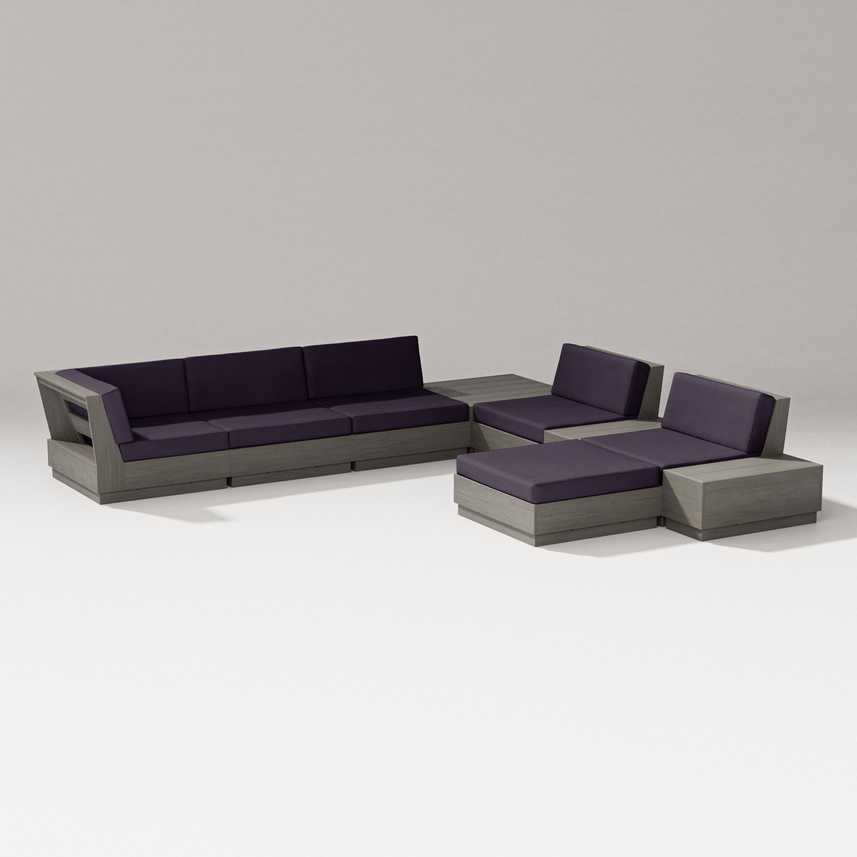Elevate 9-Piece Conversation Sectional in Driftwood / Navy Linen