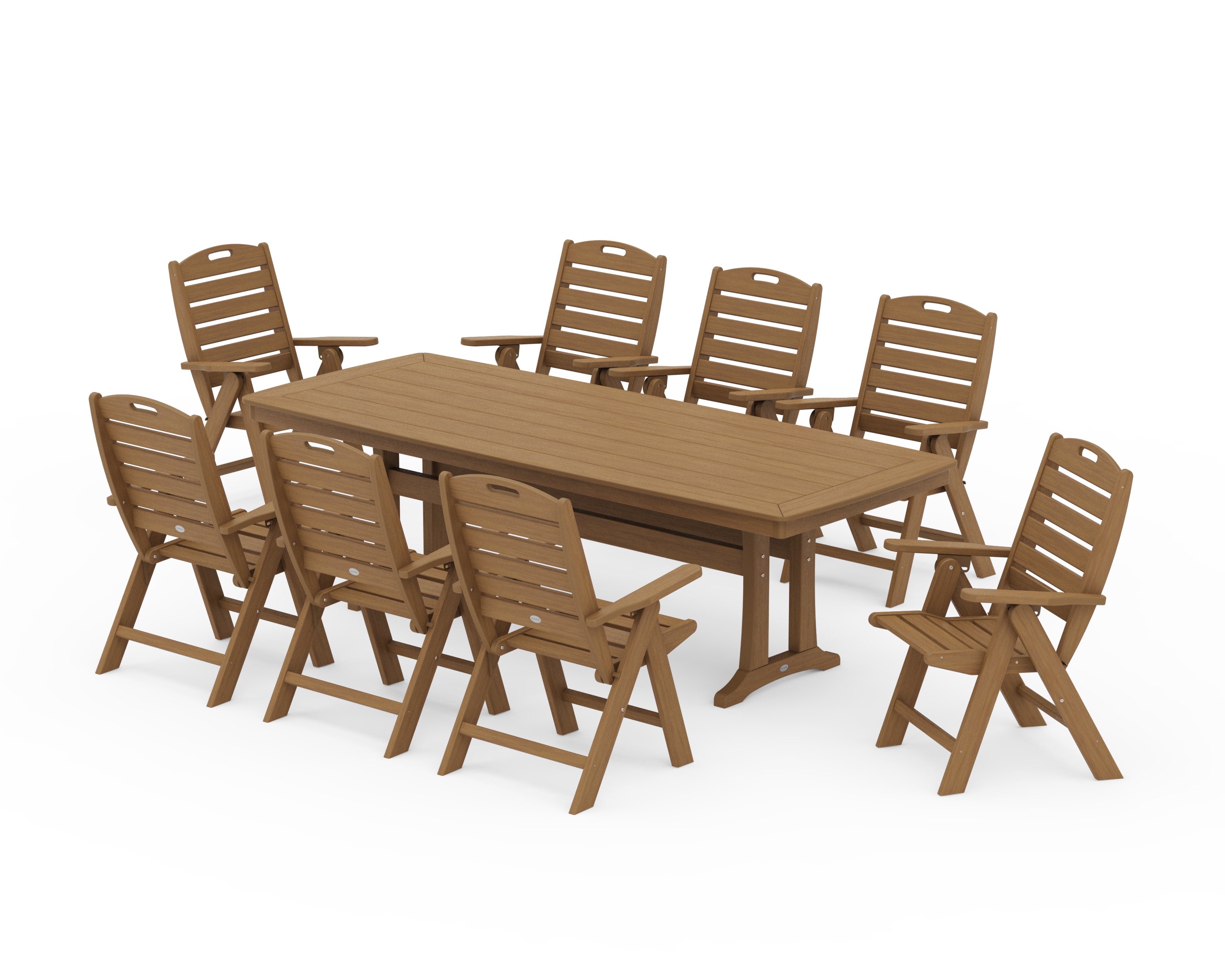Nautical Highback 9-Piece Dining Set with Trestle Legs in Natural