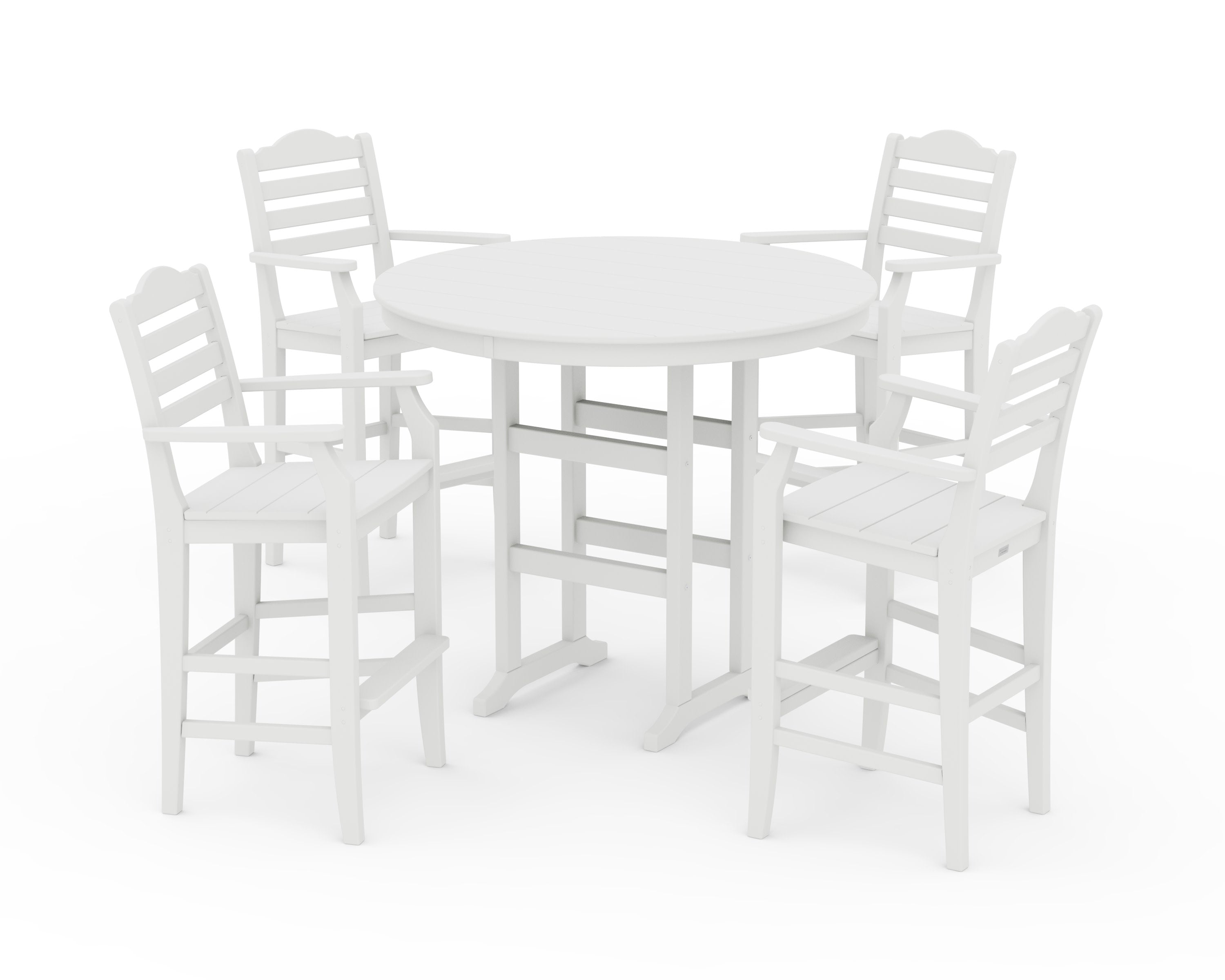 Savannah 5-Piece Round Farmhouse Bar Set in White