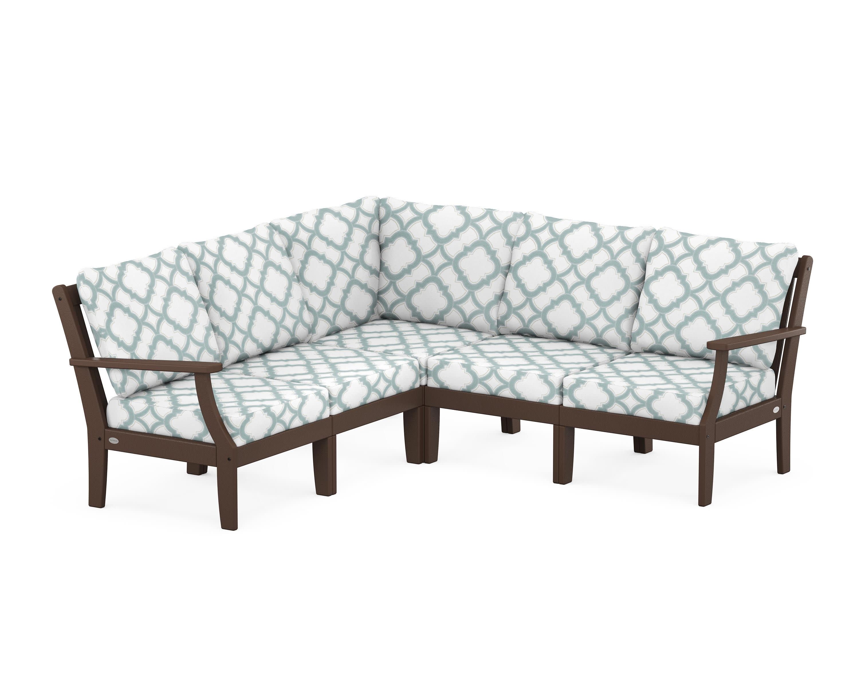 Braxton Modular 5-Piece Deep Seating Set in Mahogany / Trellis Glacier Spa