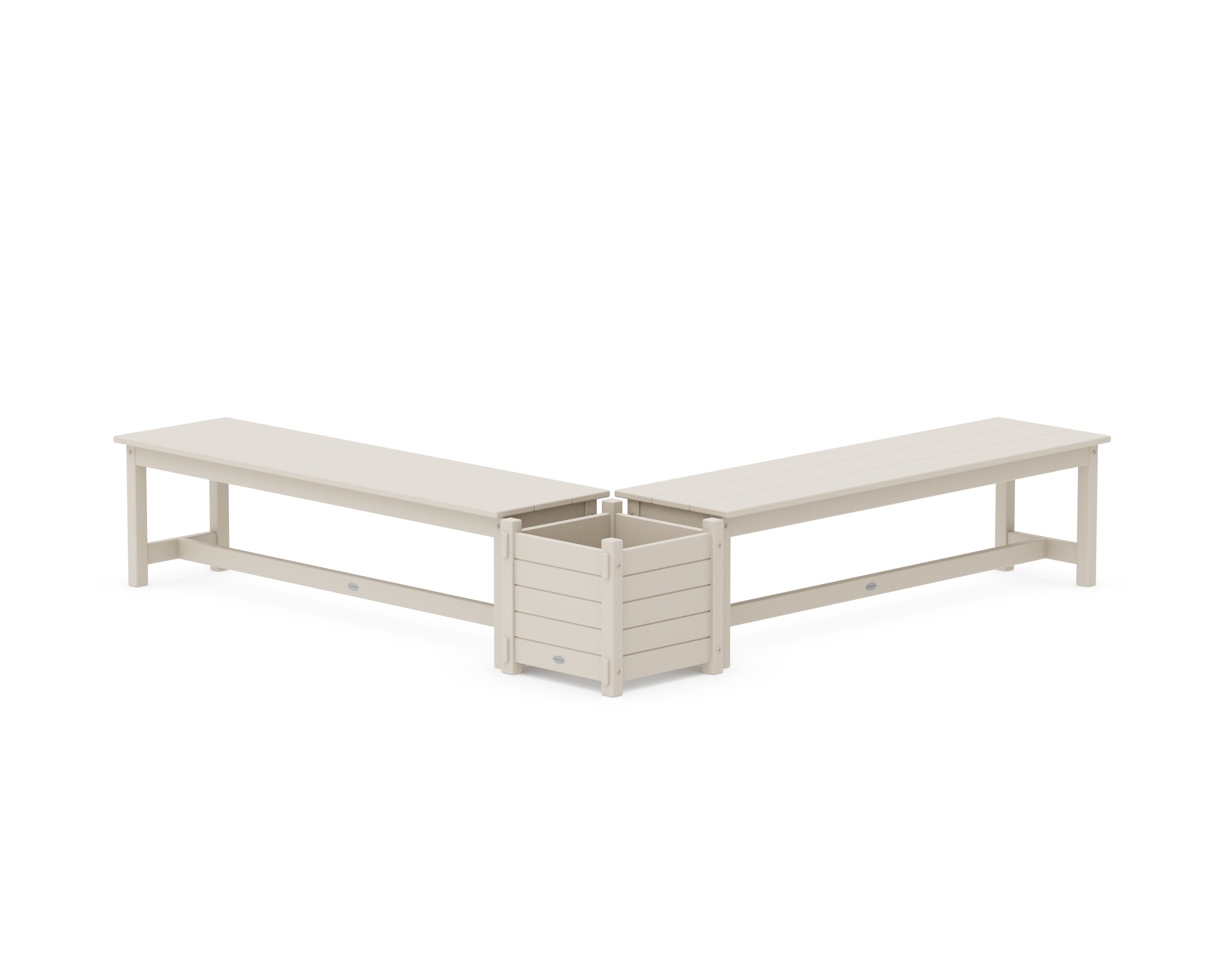 60" Nautical L- Shaped Planter Bench Set in Sand