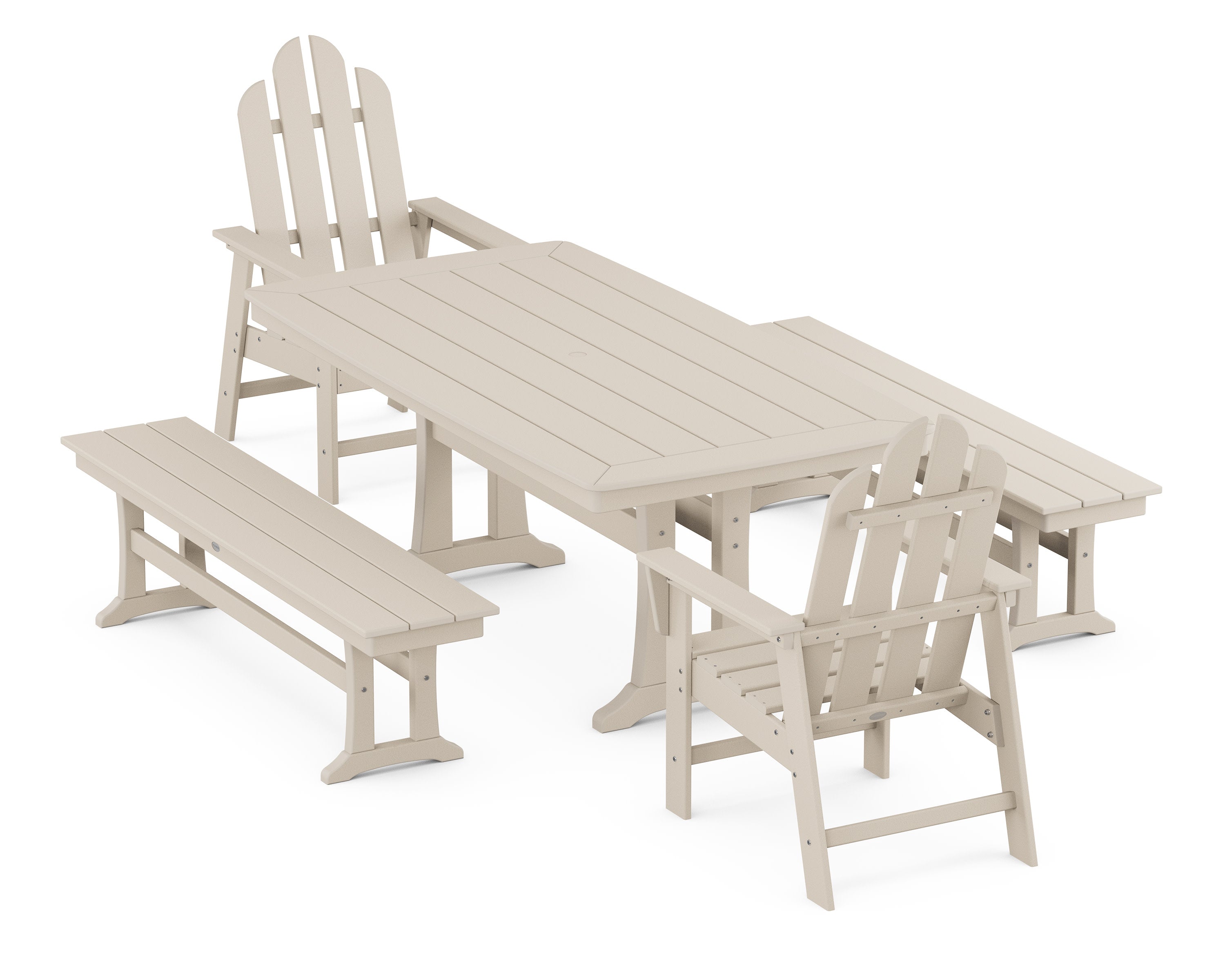Long Island 5-Piece Dining Set with Trestle Legs in Sand