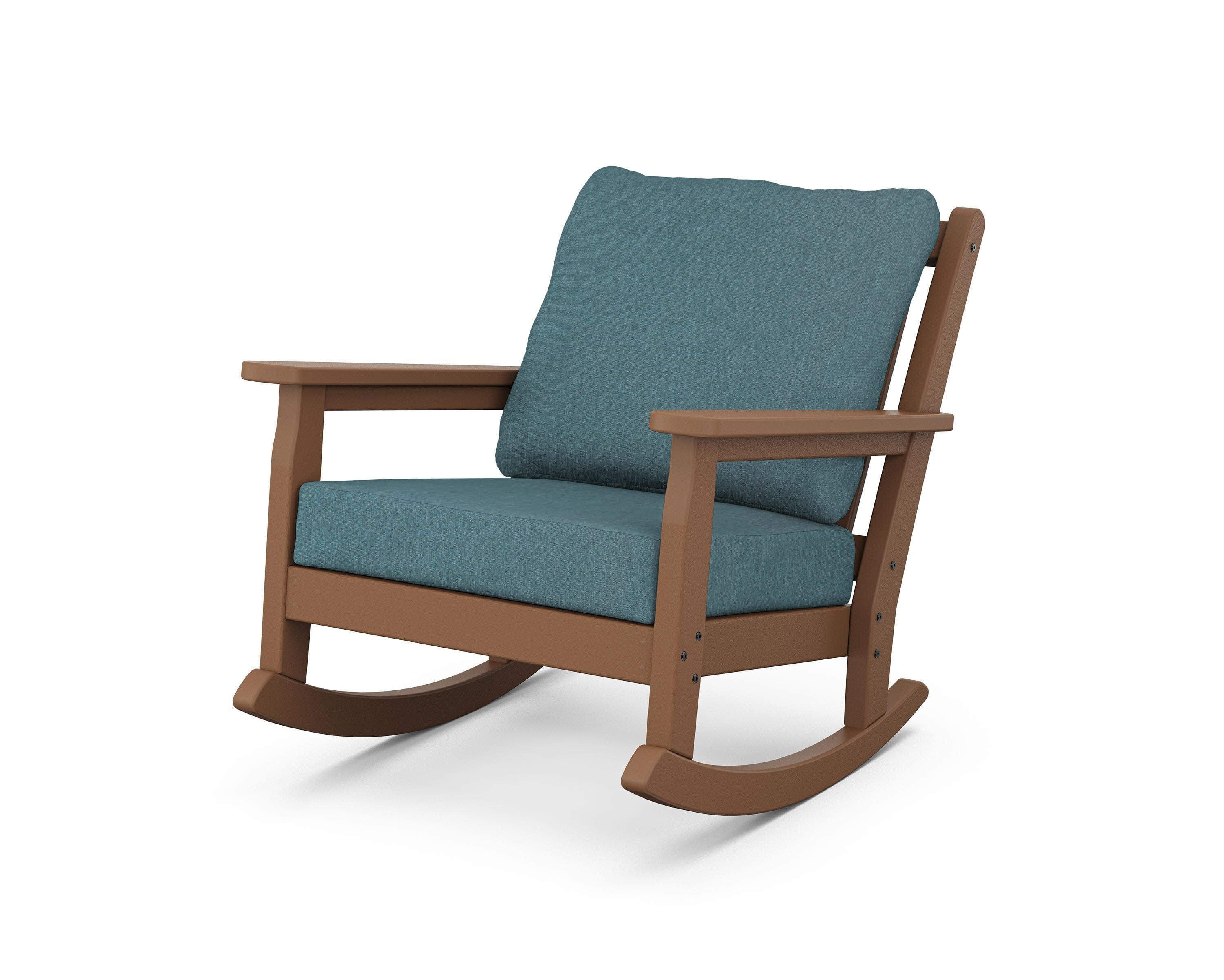 Chippendale Deep Seating Rocking Chair in Teak / Ocean Teal