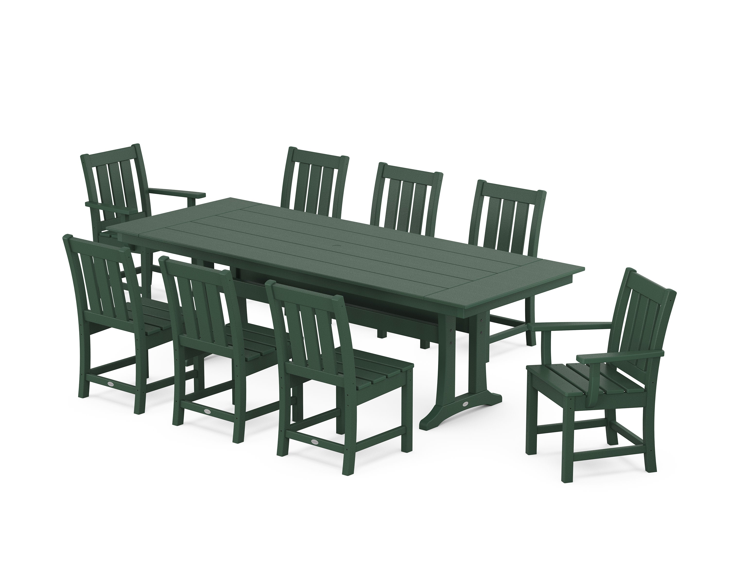 Oxford 9-Piece Farmhouse Dining Set with Trestle Legs in Green