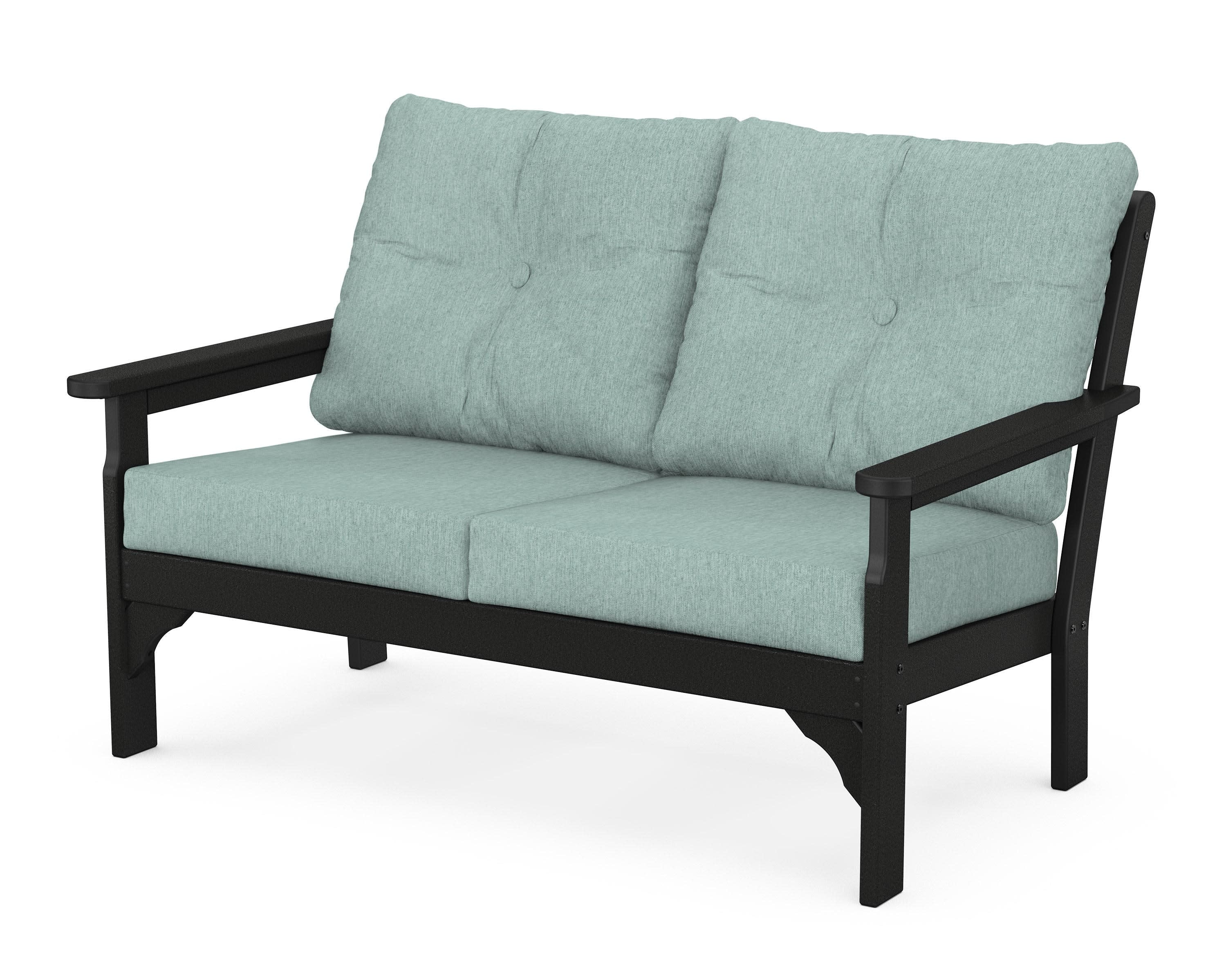 Vineyard Deep Seating Loveseat in Black / Glacier Spa