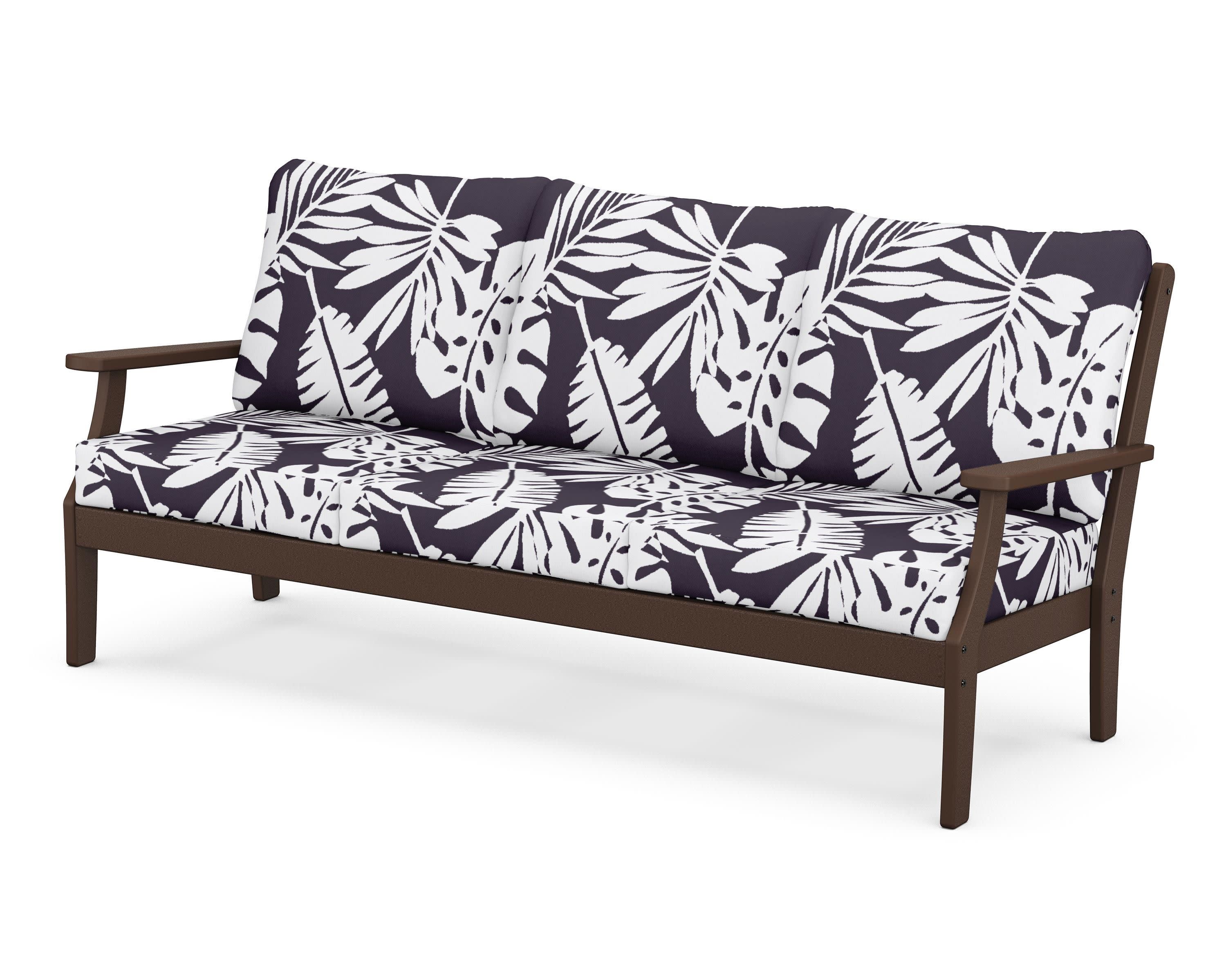 Braxton Deep Seating Sofa in Mahogany / Leaf Navy