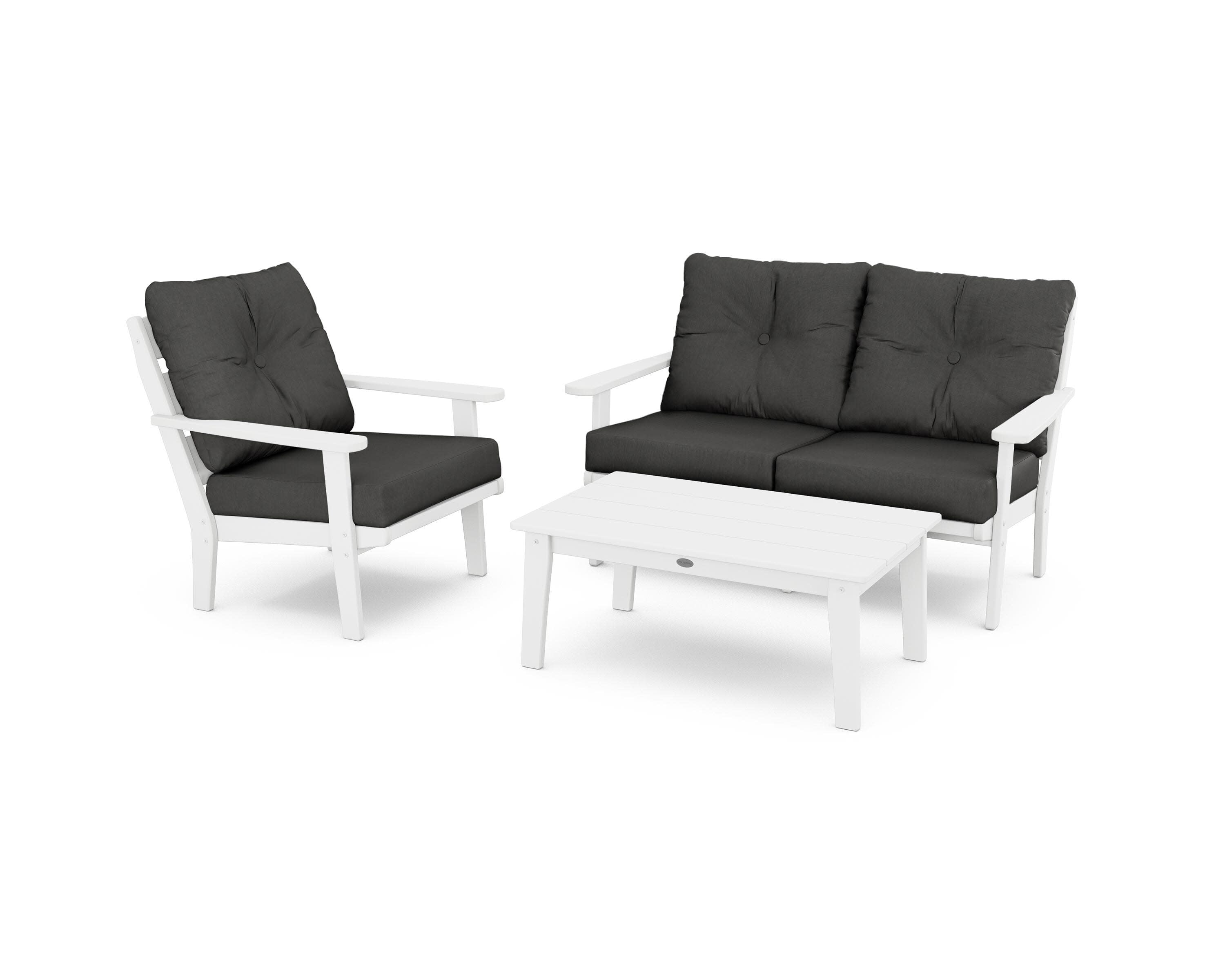Lakeside 3-Piece Deep Seating Set in White / Spectrum Carbon