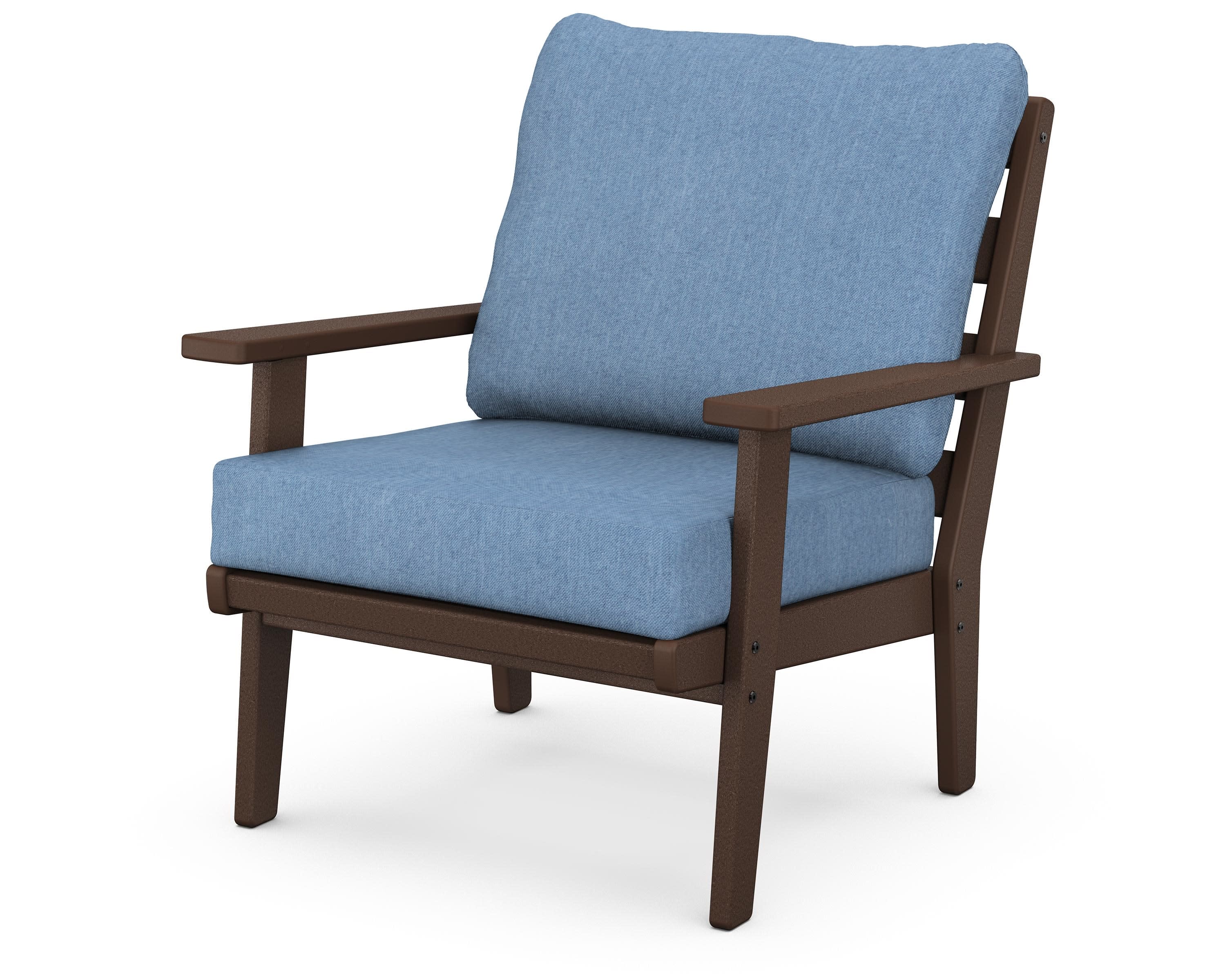 Grant Park Deep Seating Chair in Mahogany / Sky Blue
