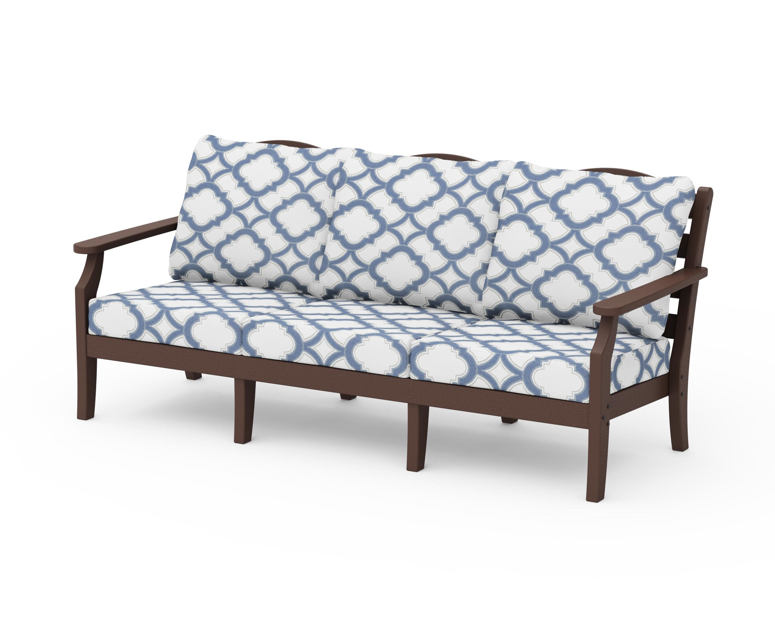 Savannah Deep Seating Sofa in Mahogany / Trellis Sky Blue