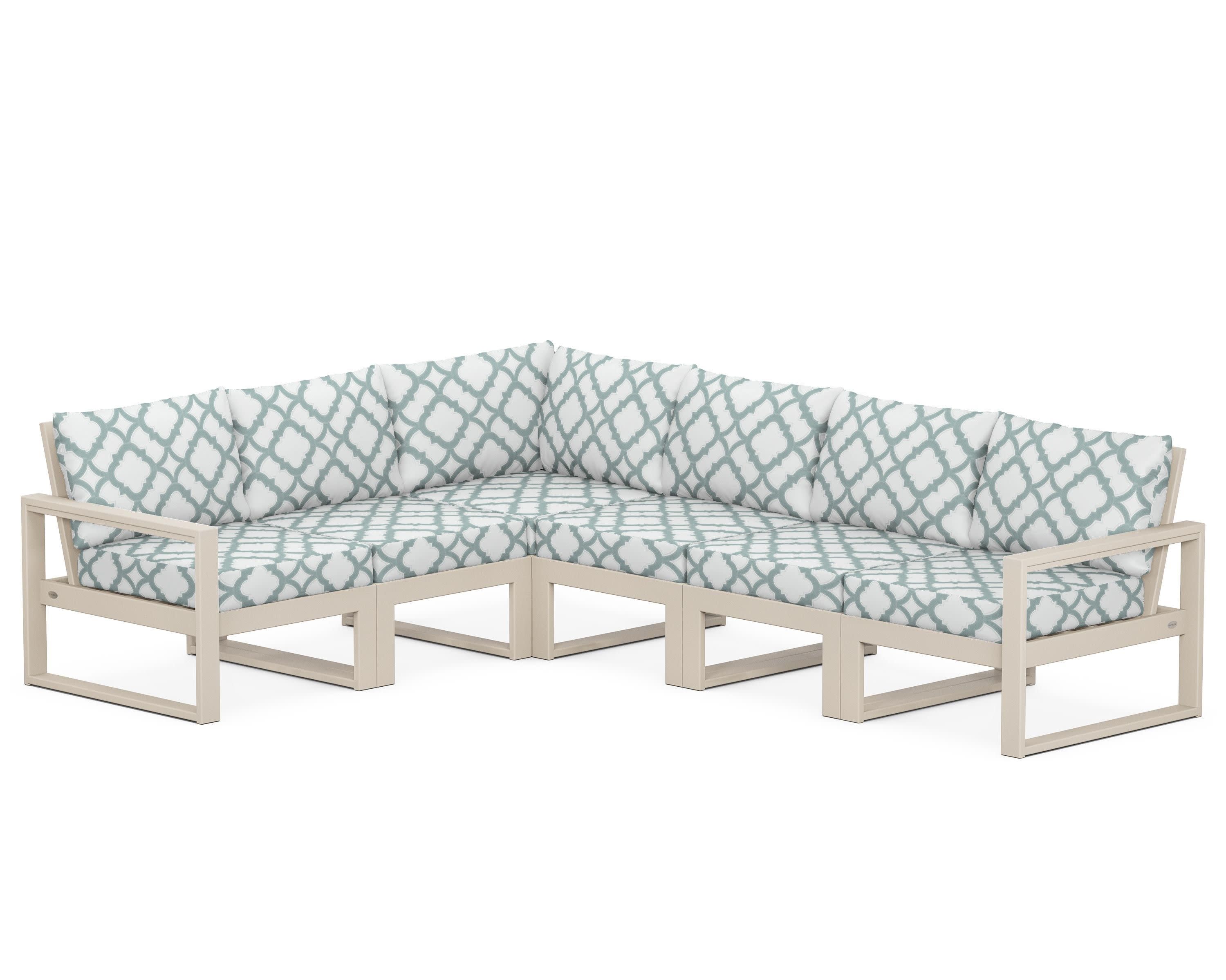 EDGE 6-Piece Modular Deep Seating Set in Sand / Trellis Glacier Spa