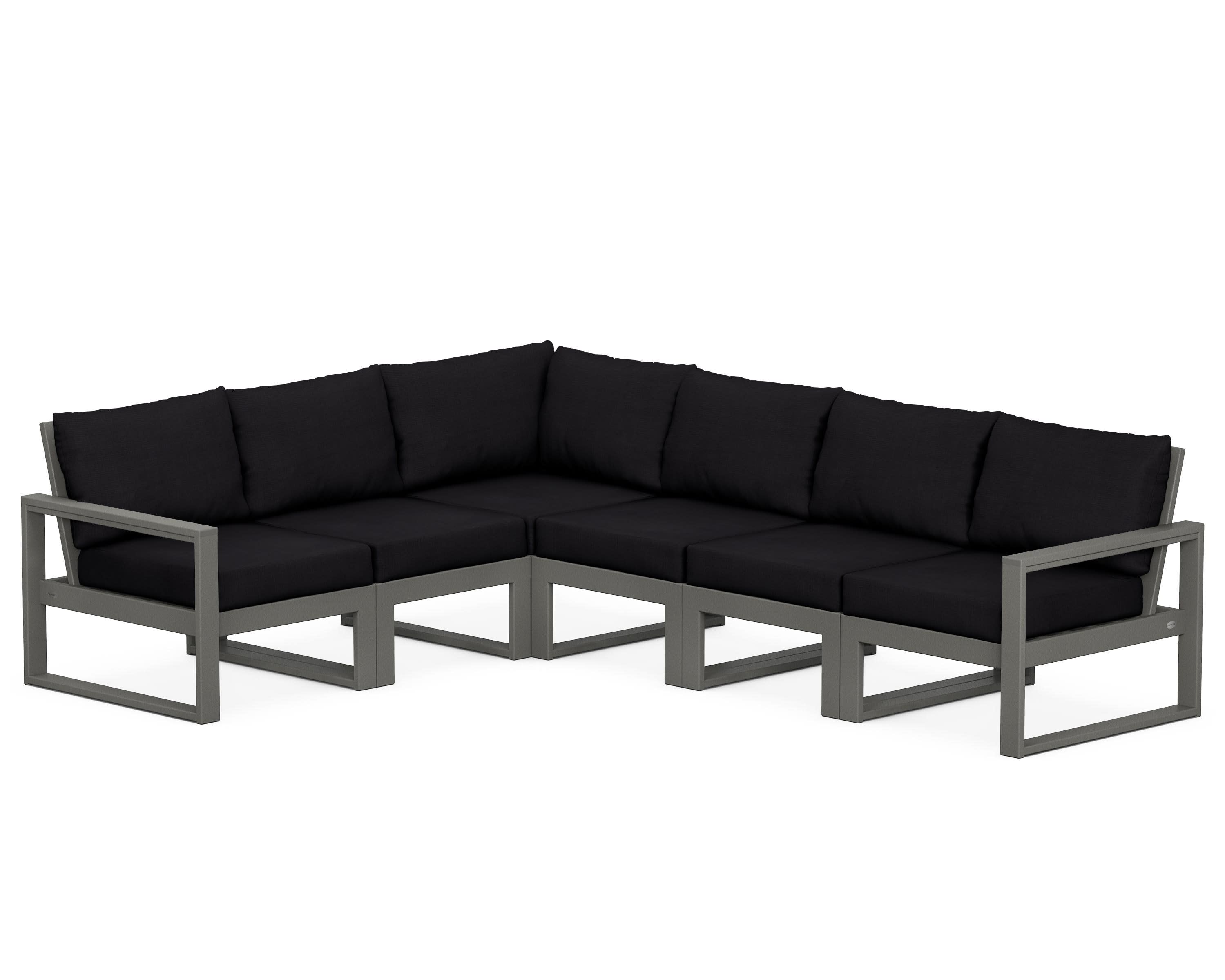 EDGE 6-Piece Modular Deep Seating Set in Slate Grey / Midnight Linen