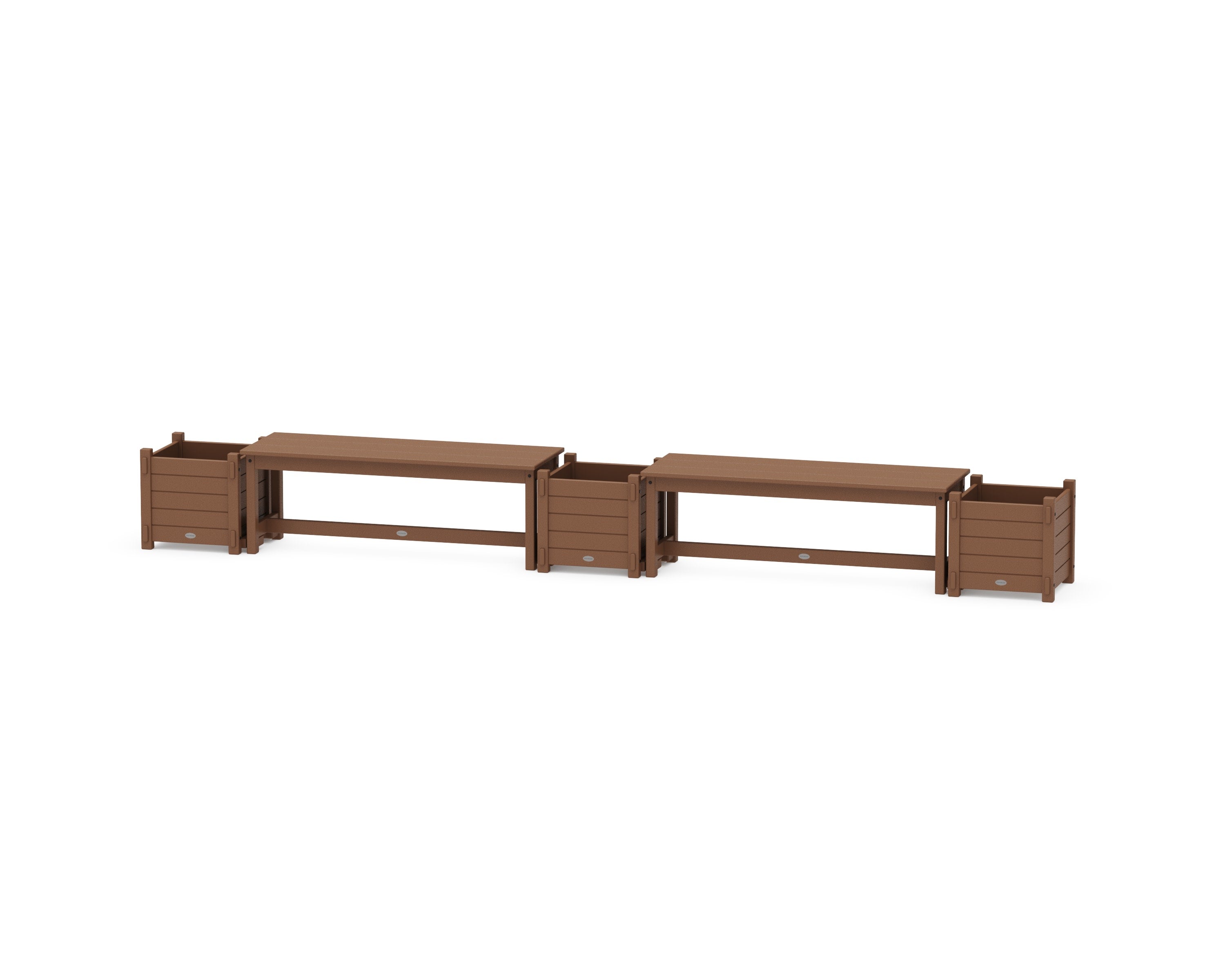 48" Nautical Straight Double Planter Bench Set in Teak