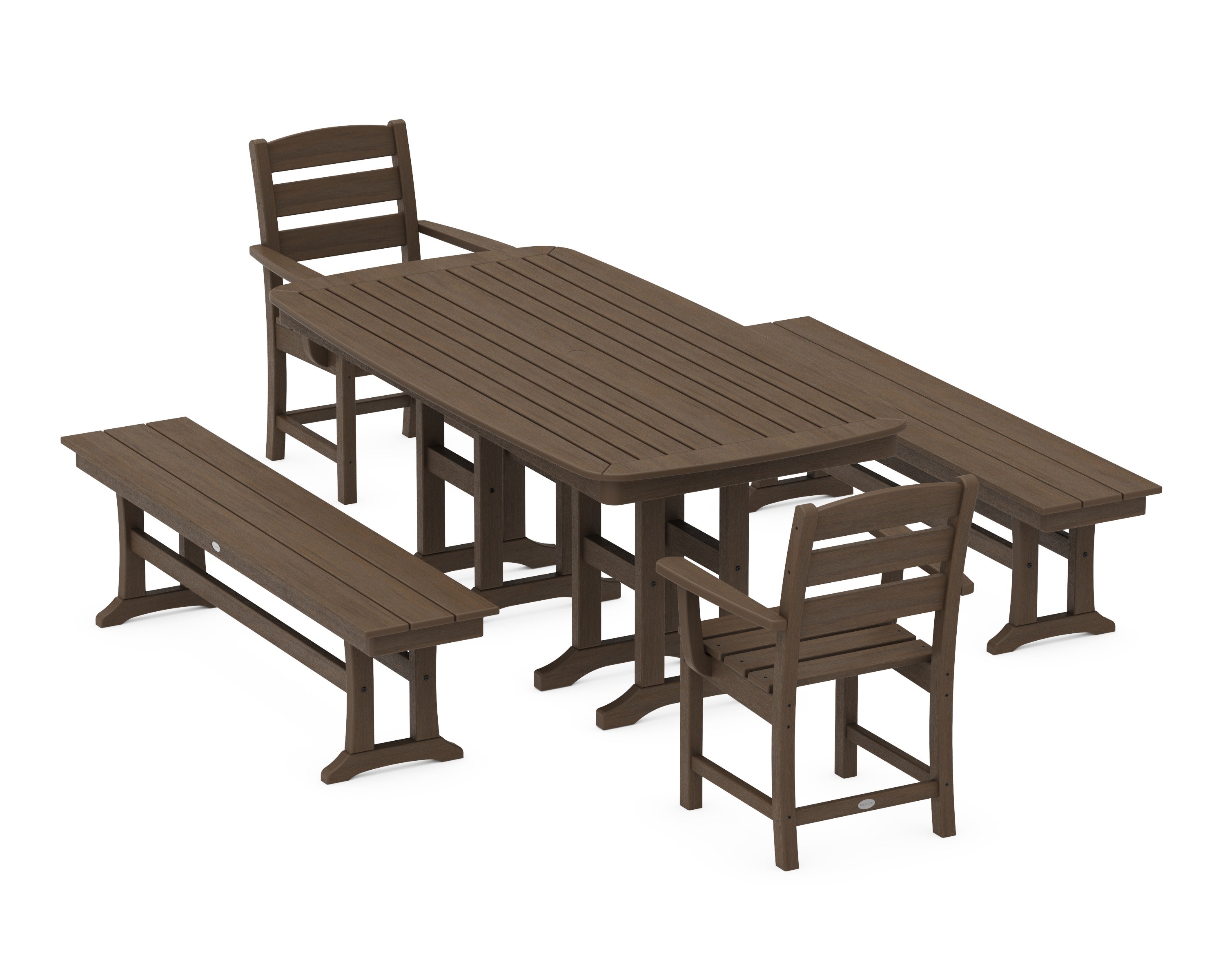 Lakeside 5-Piece Dining Set with Benches in Kona